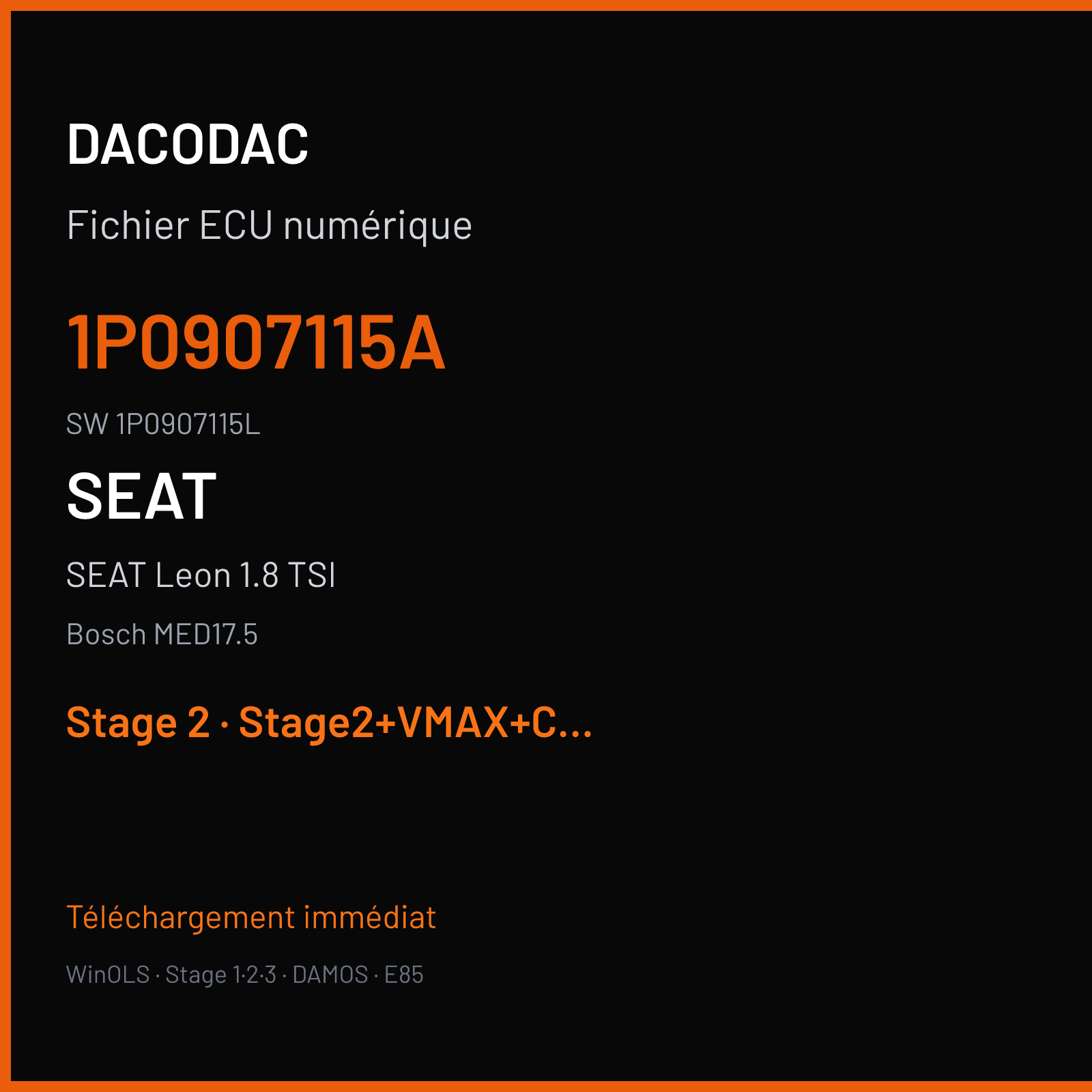 SEAT Leon 1.8 TSI 160 ch — Bosch MED17.5 — 1P0907115A · 1P0907115L · 389477 — Stage 2