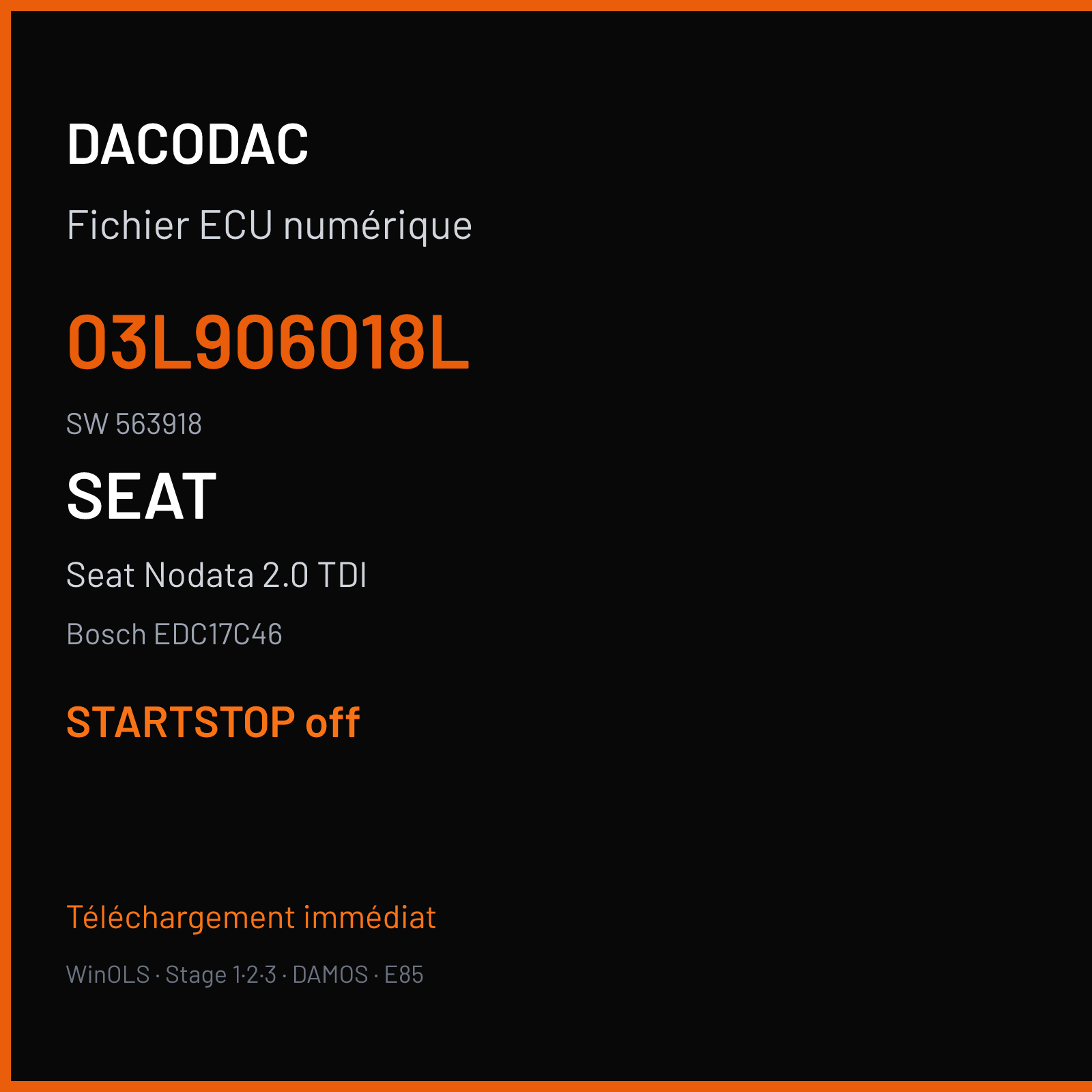 Seat Nodata 2.0 TDI — Bosch EDC17C46 — 03L906018L · 563918 — STARTSTOP off