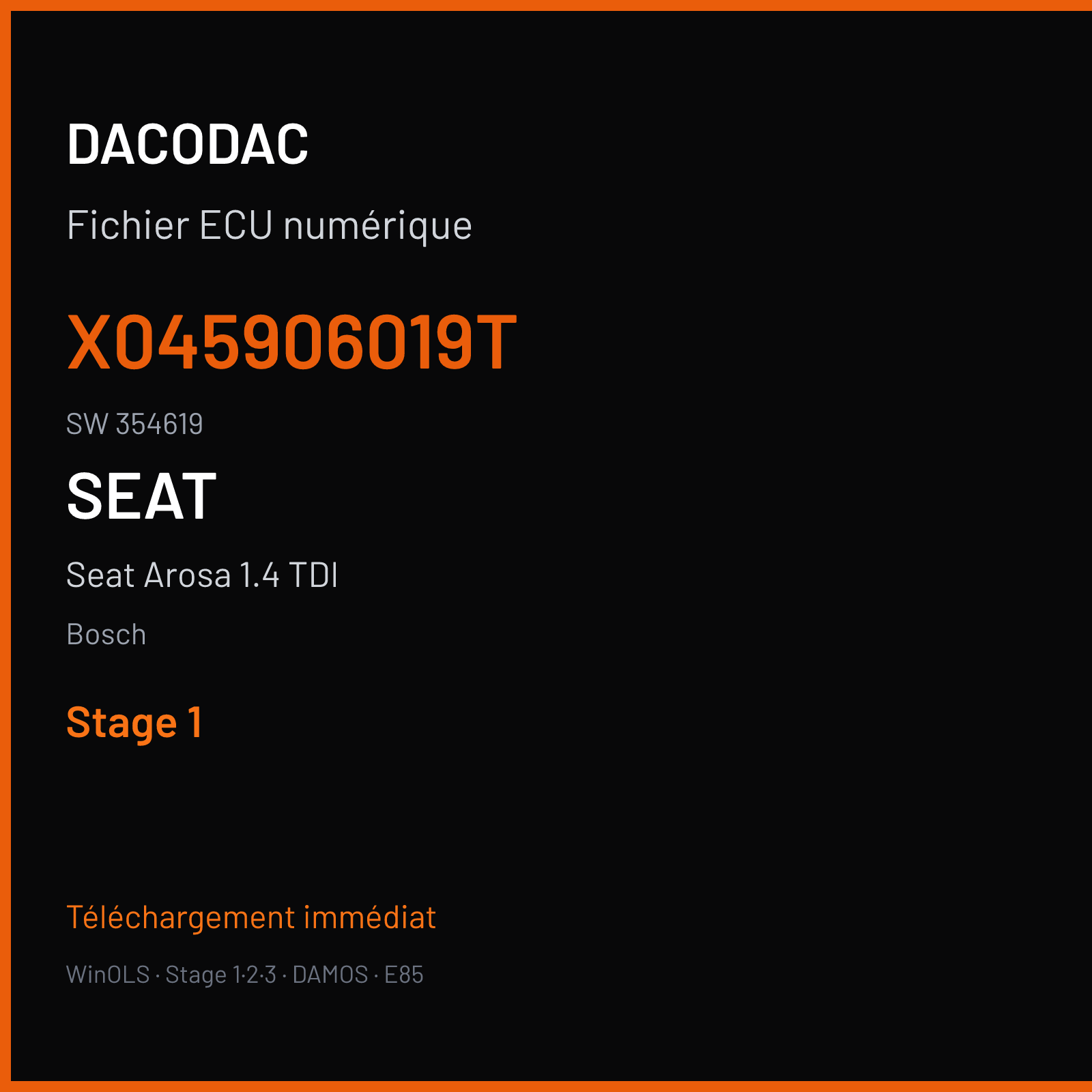 Seat Arosa 1.4 TDI (2002) — Bosch — X045906019T · 354619 — Stage 1