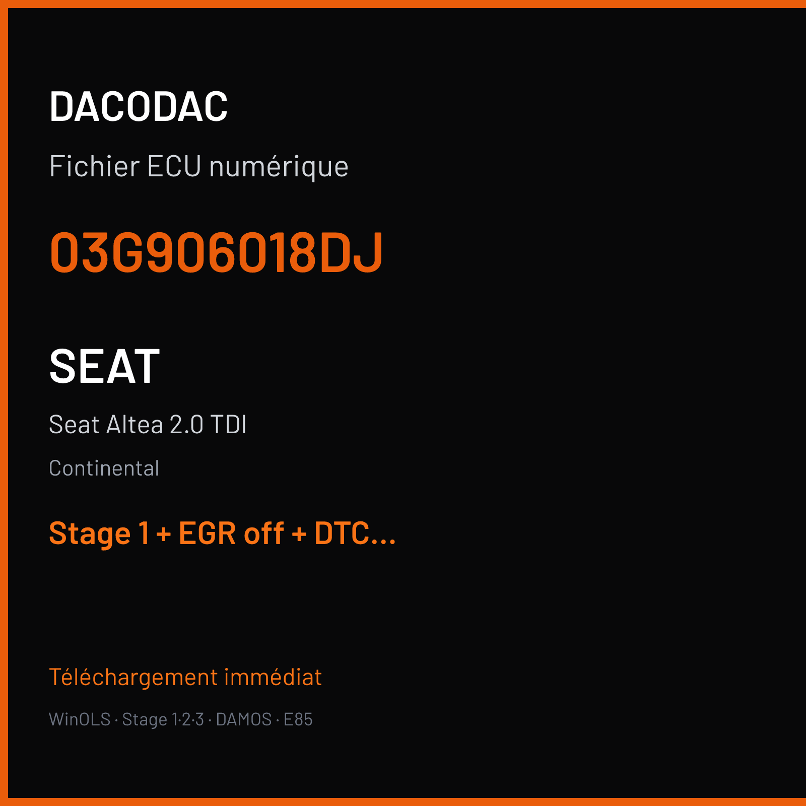 Seat Altea 2.0 TDI (2008) — Continental — 03G906018DJ — Stage 1 + EGR off + DTC off