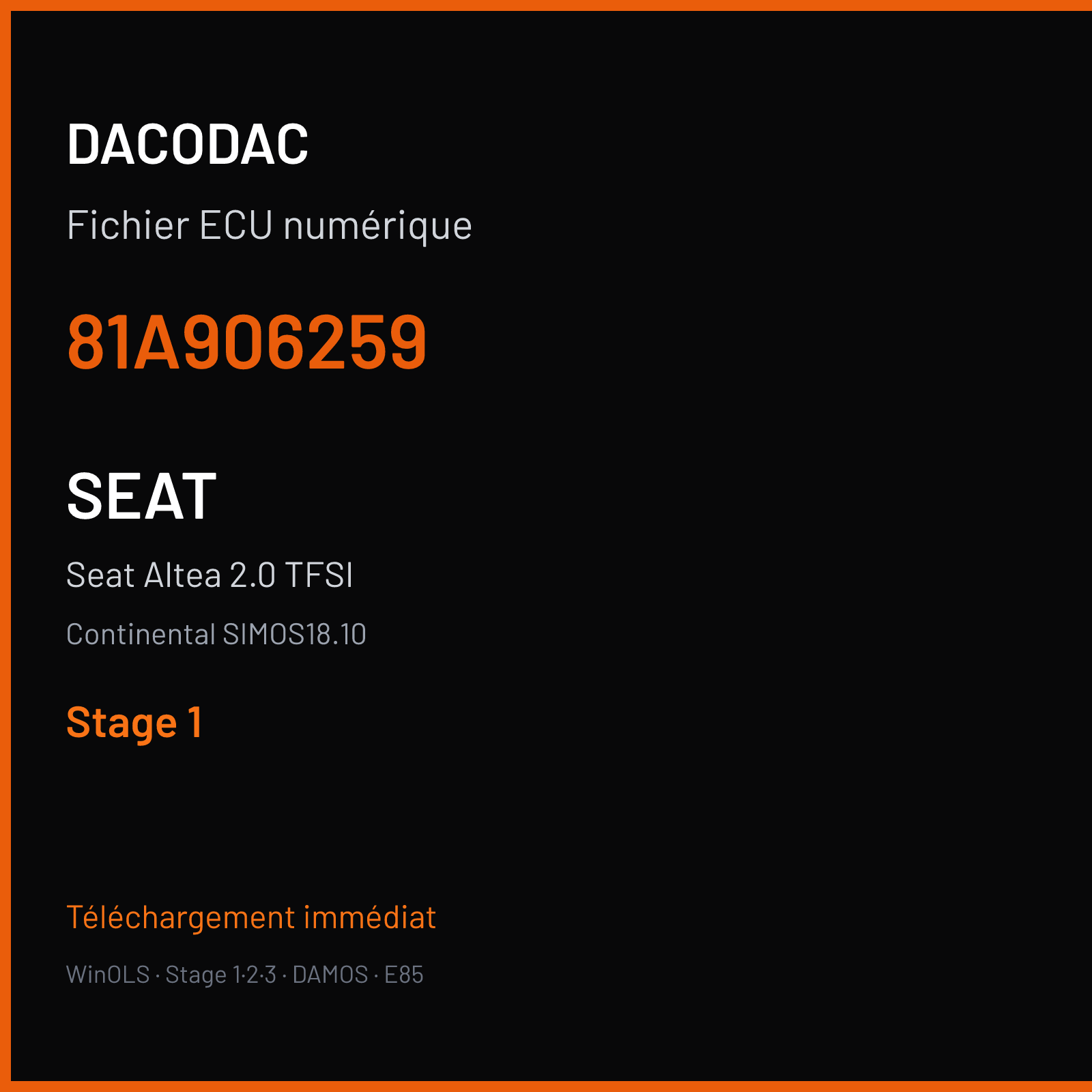 Seat Altea 2.0 TFSI (2015) — Continental SIMOS18.10 — 81A906259 — Stage 1