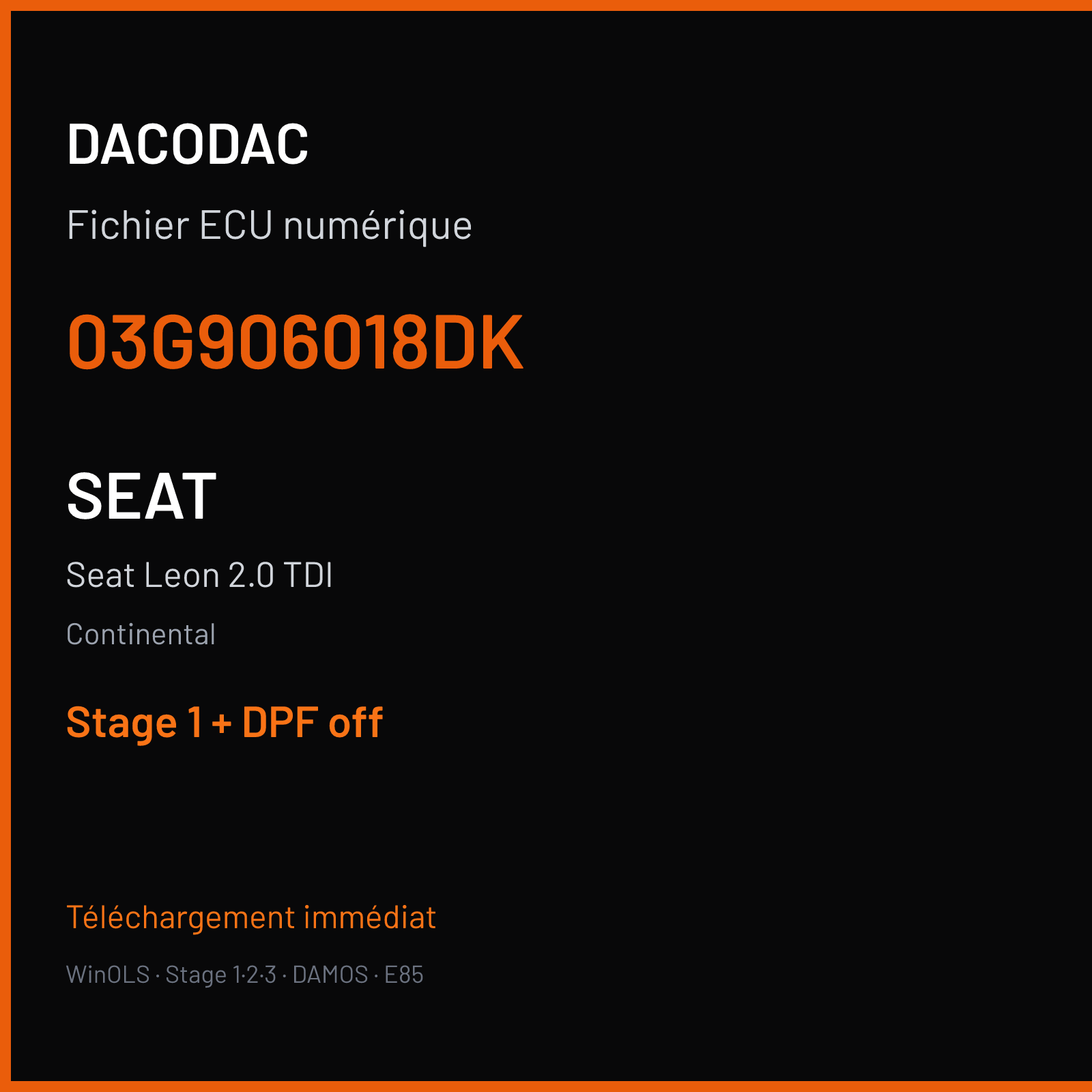 Seat Leon 2.0 TDI — Continental — 03G906018DK — Stage 1 + DPF off