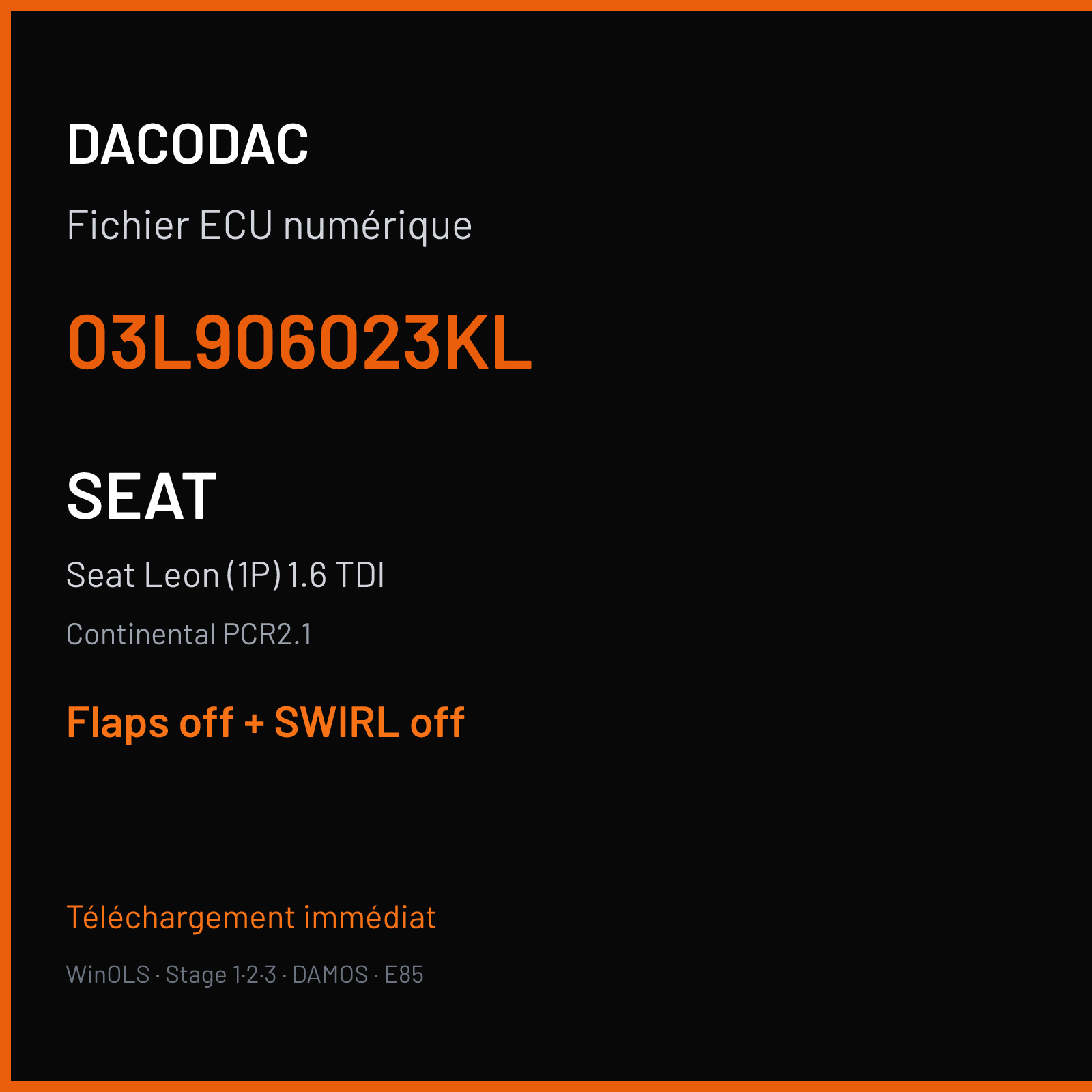 Seat Leon (1P) 1.6 TDI (2005) — Continental PCR2.1 — 03L906023KL — Flaps off + SWIRL off