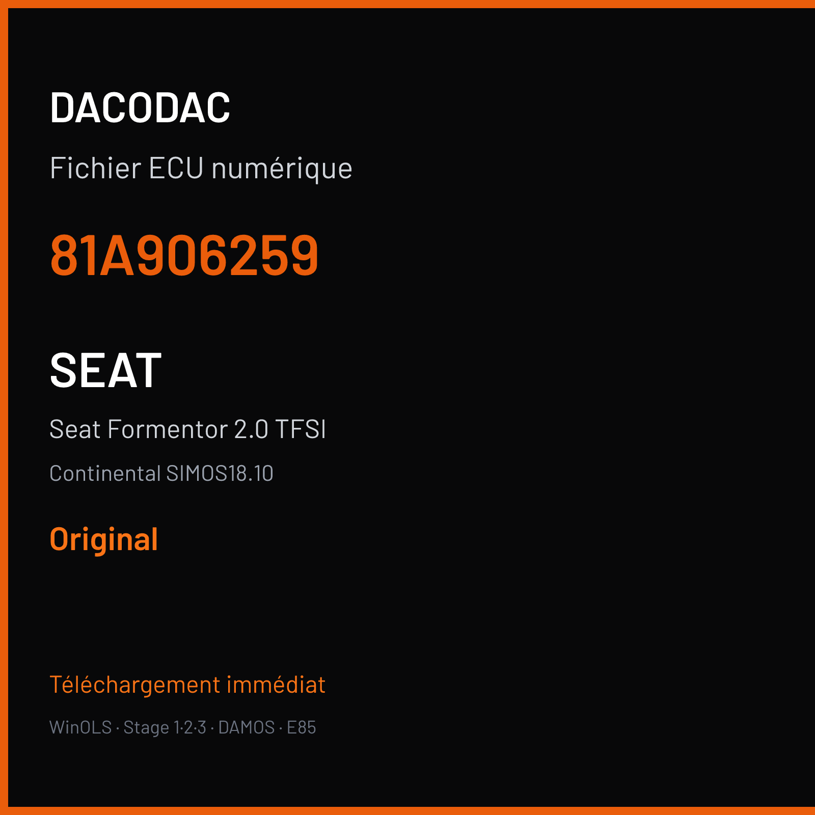 Seat Formentor 2.0 TFSI — Continental SIMOS18.10 — 81A906259 — Original