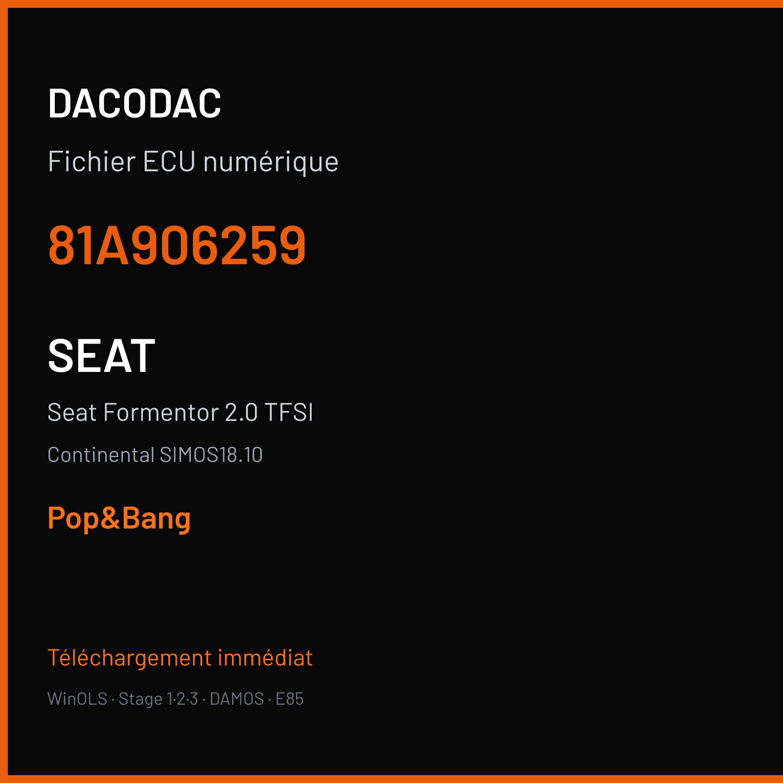 Seat Formentor 2.0 TFSI — Continental SIMOS18.10 — 81A906259 — Pop&Bang