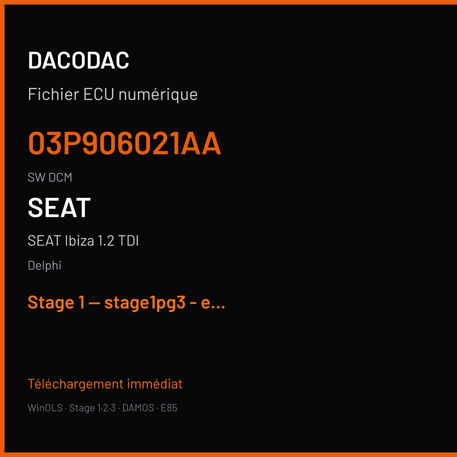 SEAT Ibiza 1.2 TDI (2011) — Delphi — 03P906021AA · DCM — Stage 1 — stage1pg3 - egroff