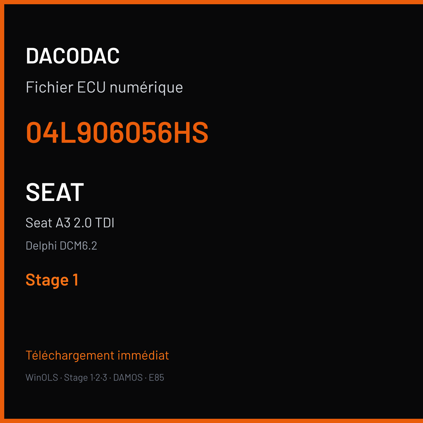 Seat A3 2.0 TDI — Delphi DCM6.2 — 04L906056HS — Stage 1