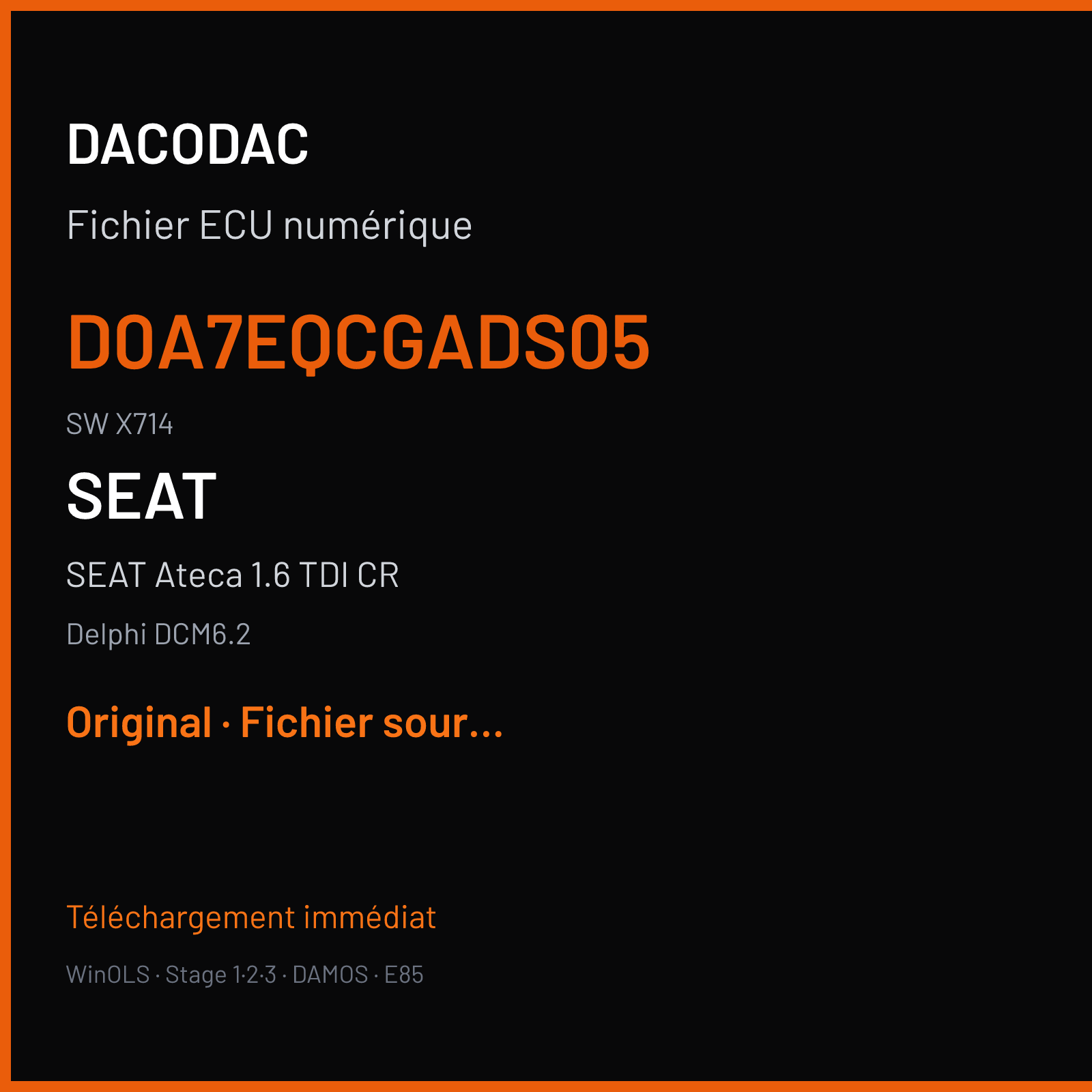 SEAT Ateca 1.6 TDI CR (2016) — Delphi DCM6.2 — D0A7EQCGADS05 · X714 — Original