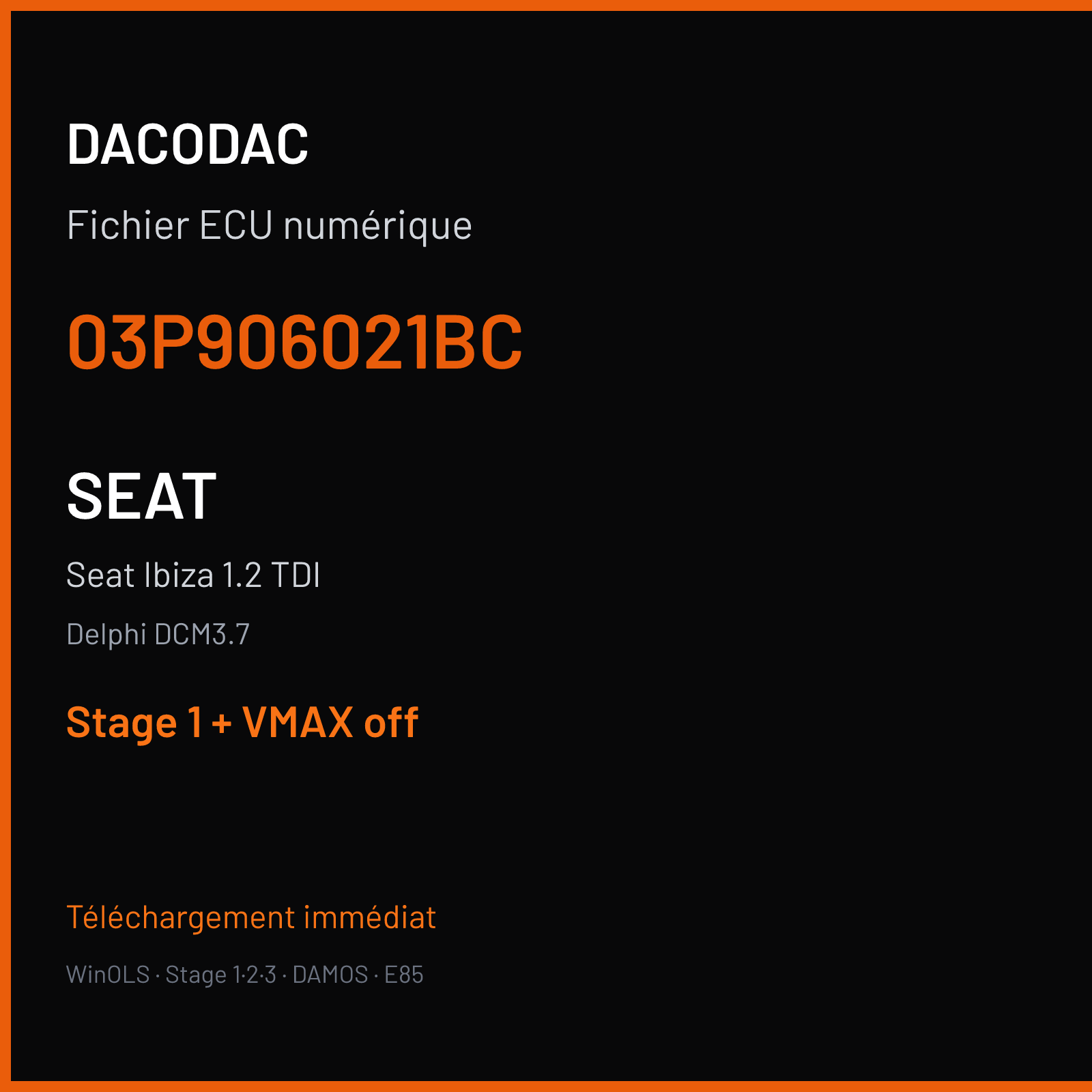 Seat Ibiza 1.2 TDI (2011) — Delphi DCM3.7 — 03P906021BC — Stage 1 + VMAX off