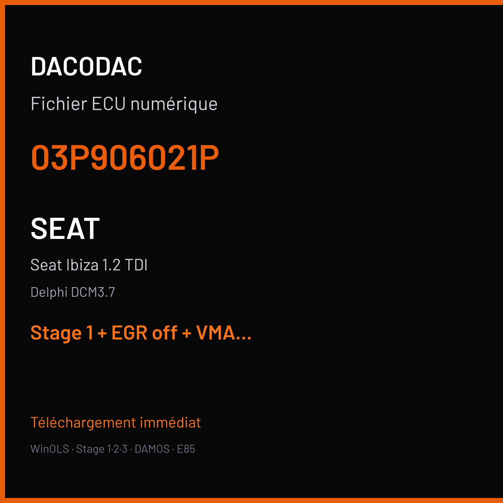 Seat Ibiza 1.2 TDI — Delphi DCM3.7 — 03P906021P — Stage 1 + EGR off + VMAX off