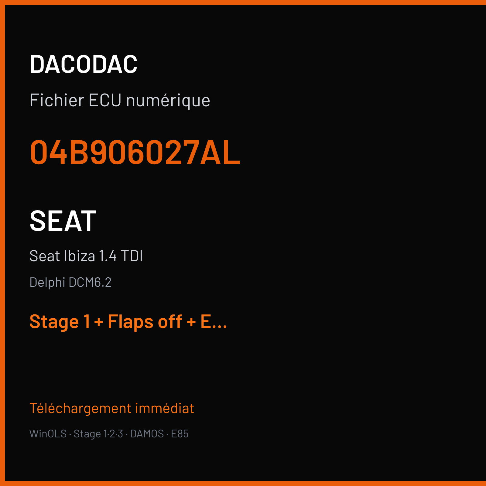 Seat Ibiza 1.4 TDI (2014) — Delphi DCM6.2 — 04B906027AL — Stage 1 + Flaps off + EGR off + VMAX off
