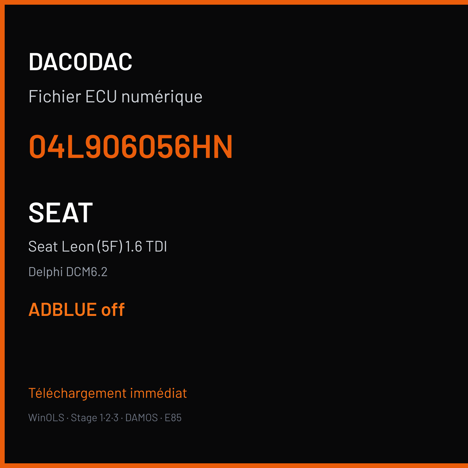 Seat Leon (5F) 1.6 TDI — Delphi DCM6.2 — 04L906056HN — ADBLUE off