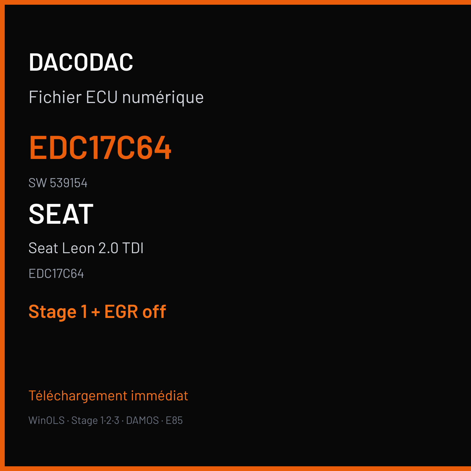 Seat Leon 2.0 TDI (2014) — EDC17C64 — EDC17C64 · 539154 — Stage 1 + EGR off
