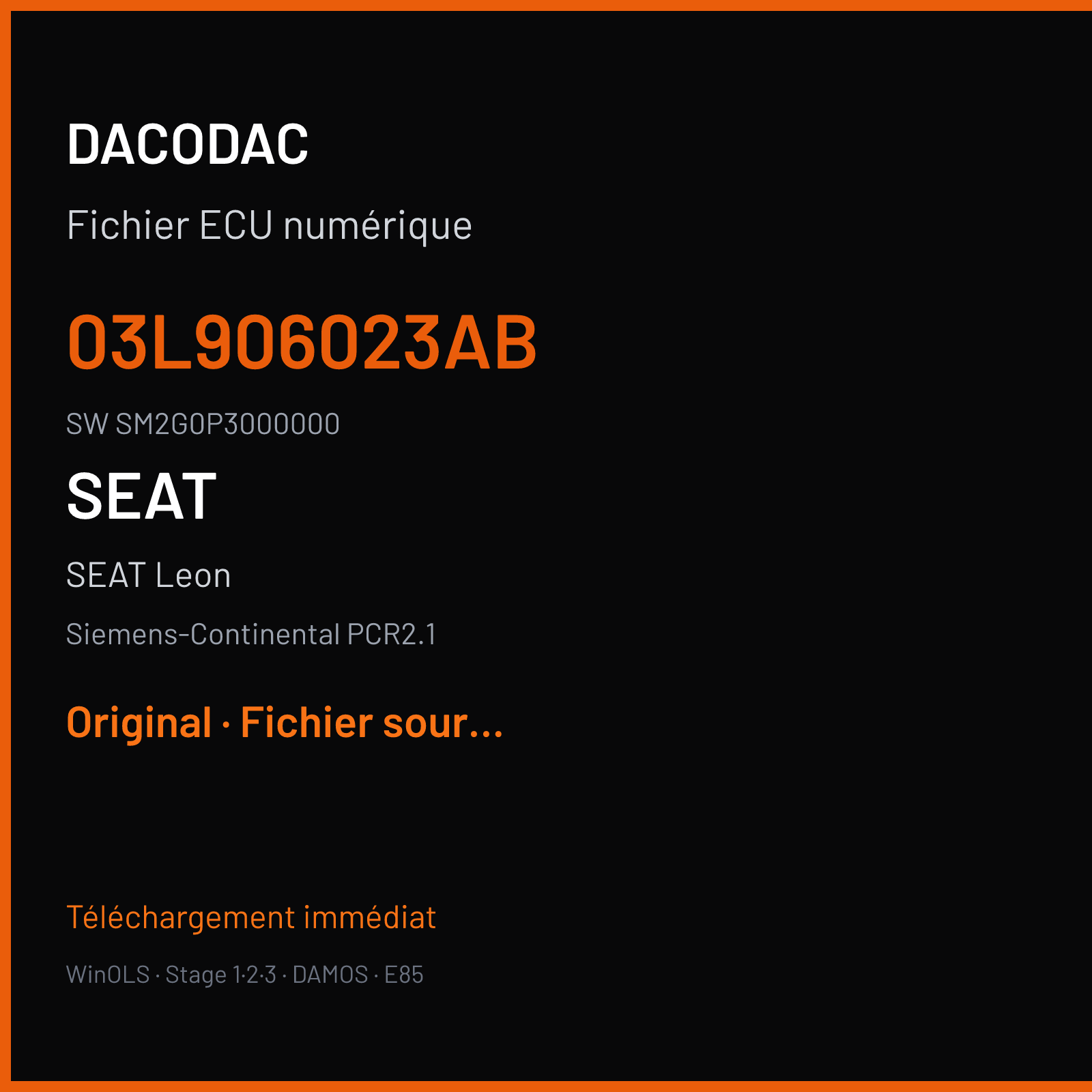 SEAT Leon (2010) — Siemens-Continental PCR2.1 — 03L906023AB · SM2G0P3000000 — Original