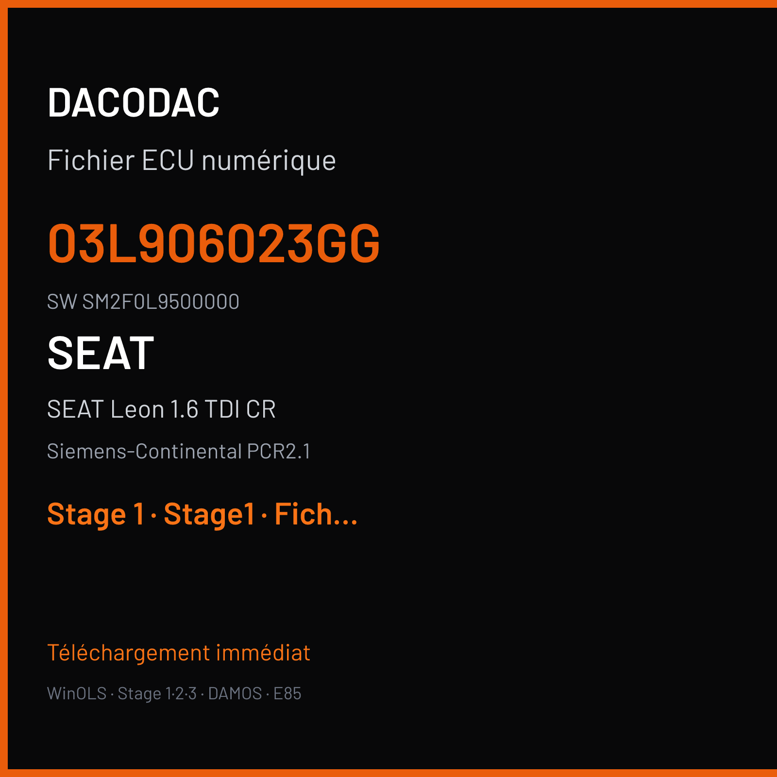 SEAT Leon 1.6 TDI CR (2010) — Siemens-Continental PCR2.1 — 03L906023GG · SM2F0L9500000 — Stage 1