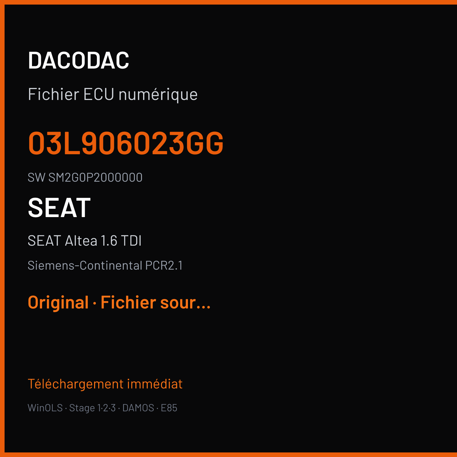 SEAT Altea 1.6 TDI (2009) — Siemens-Continental PCR2.1 — 03L906023GG · SM2G0P2000000 — Original