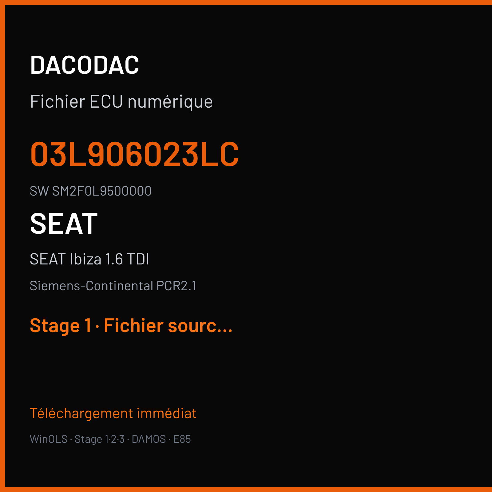 SEAT Ibiza 1.6 TDI (2011) — Siemens-Continental PCR2.1 — 03L906023LC · SM2F0L9500000 — Stage 1