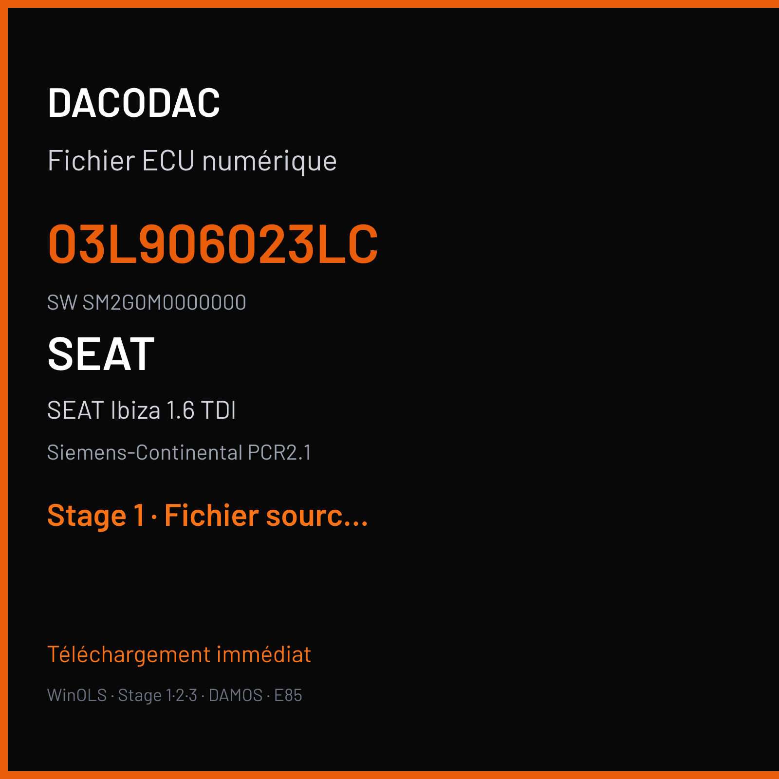 SEAT Ibiza 1.6 TDI (2011) — Siemens-Continental PCR2.1 — 03L906023LC · SM2G0M0000000 — Stage 1