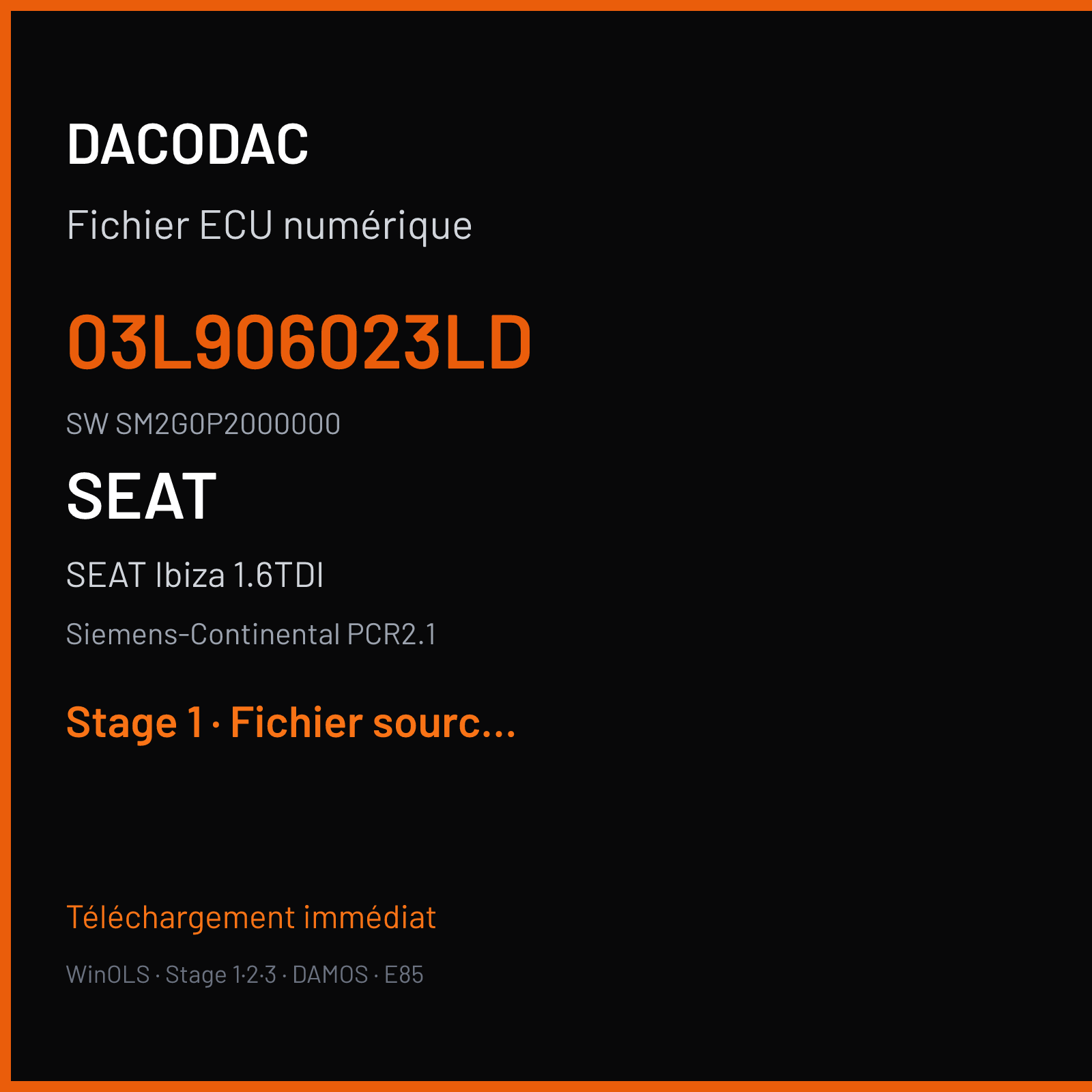 SEAT Ibiza 1.6TDI (2017) — Siemens-Continental PCR2.1 — 03L906023LD · SM2G0P2000000 — Stage 1