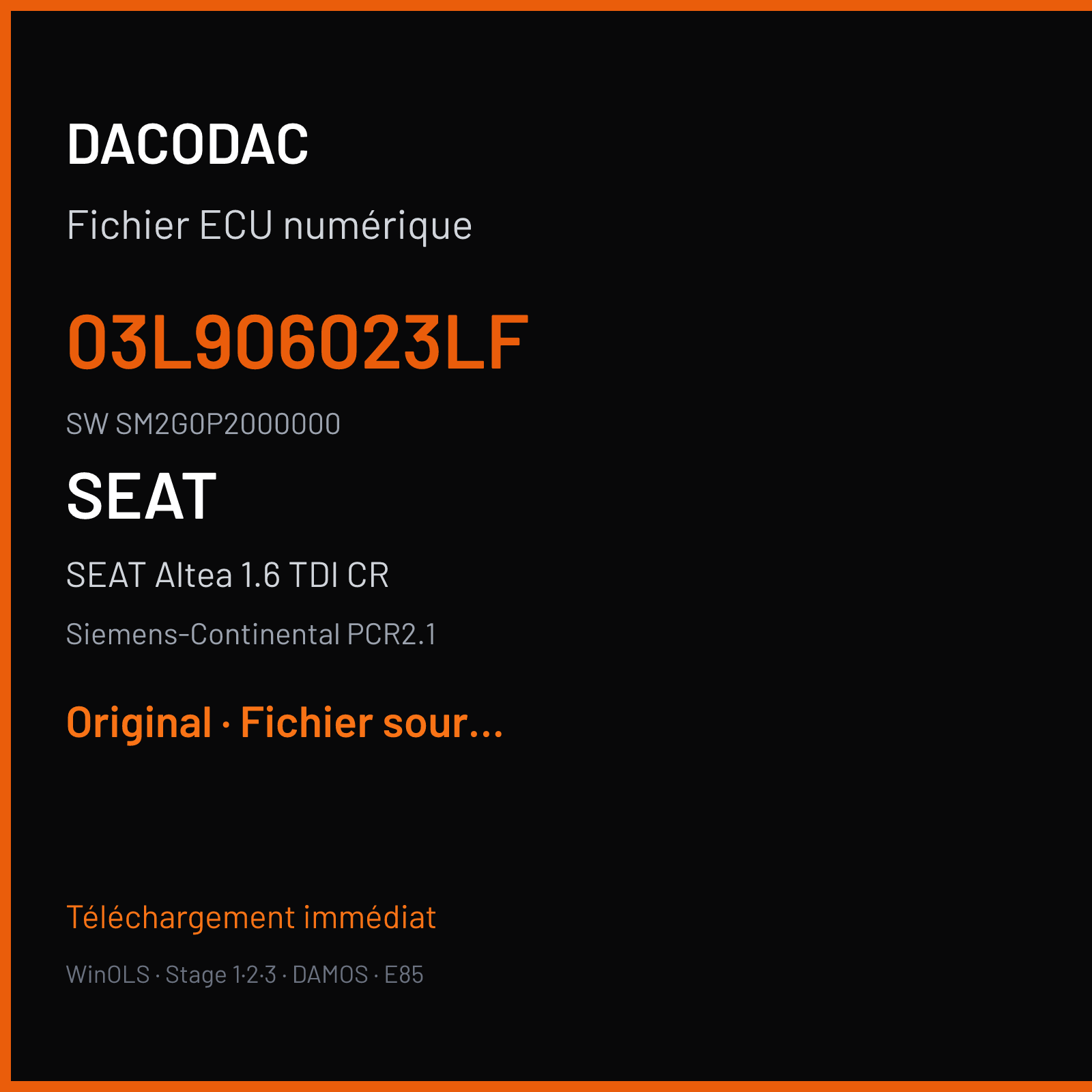 SEAT Altea 1.6 TDI CR (2008) — Siemens-Continental PCR2.1 — 03L906023LF · SM2G0P2000000 — Original