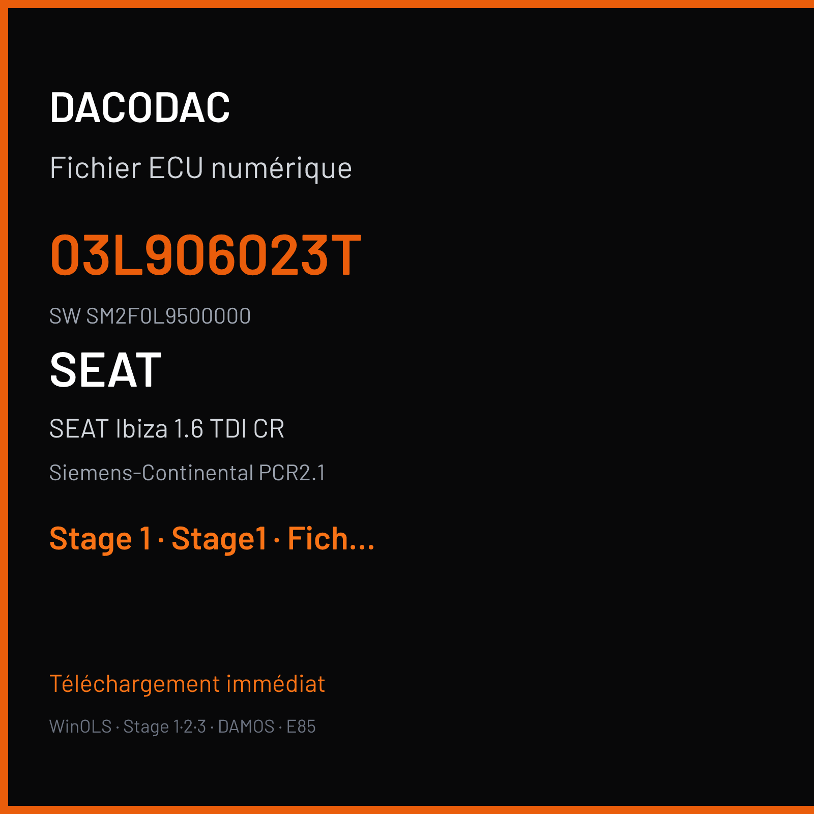 SEAT Ibiza 1.6 TDI CR (2010) — Siemens-Continental PCR2.1 — 03L906023T · SM2F0L9500000 — Stage 1