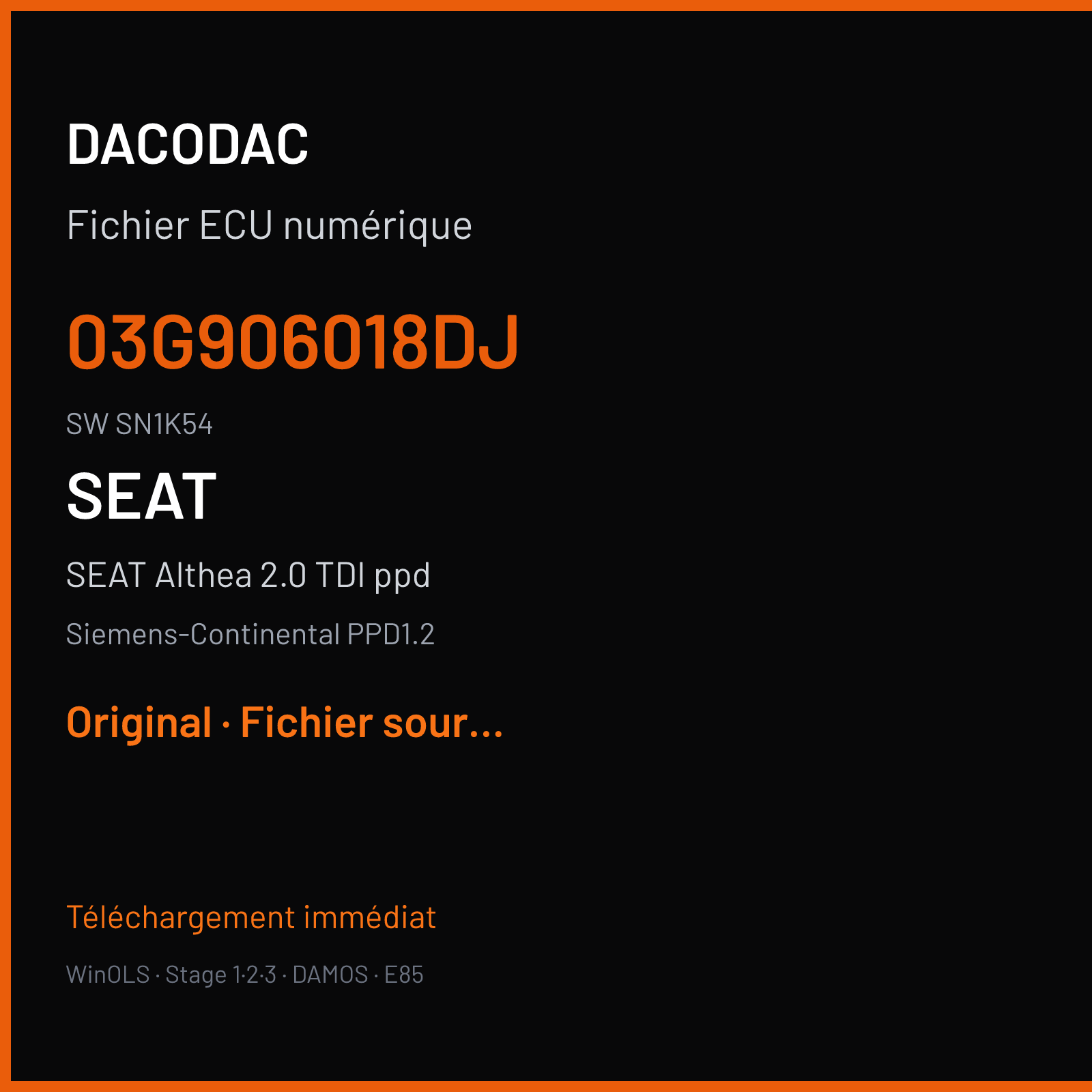 SEAT Althea 2.0 TDI ppd (2007) — Siemens-Continental PPD1.2 — 03G906018DJ · SN1K54 — Original