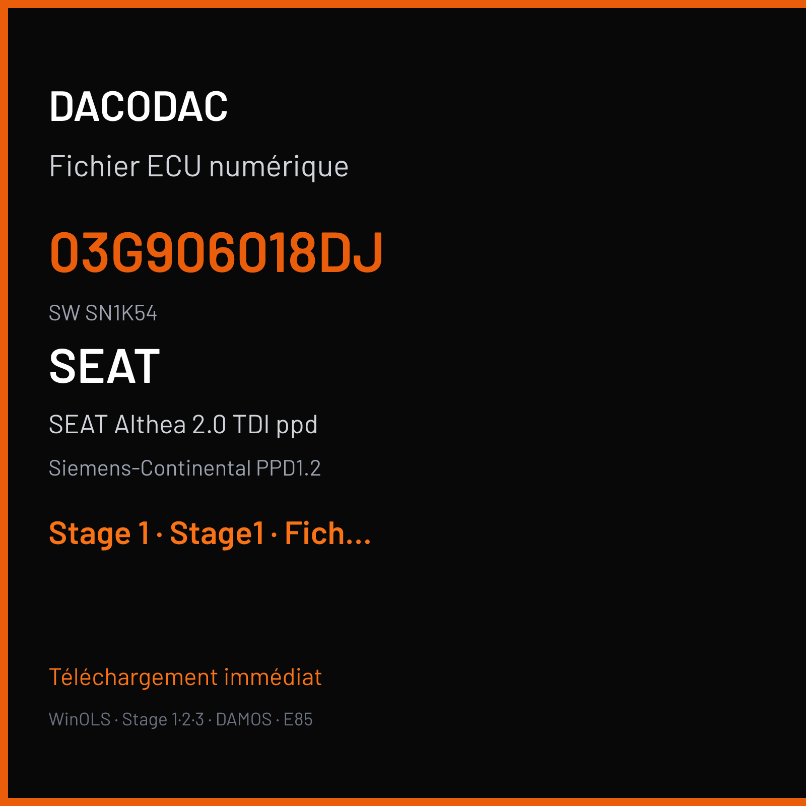 SEAT Althea 2.0 TDI ppd (2007) — Siemens-Continental PPD1.2 — 03G906018DJ · SN1K54 — Stage 1