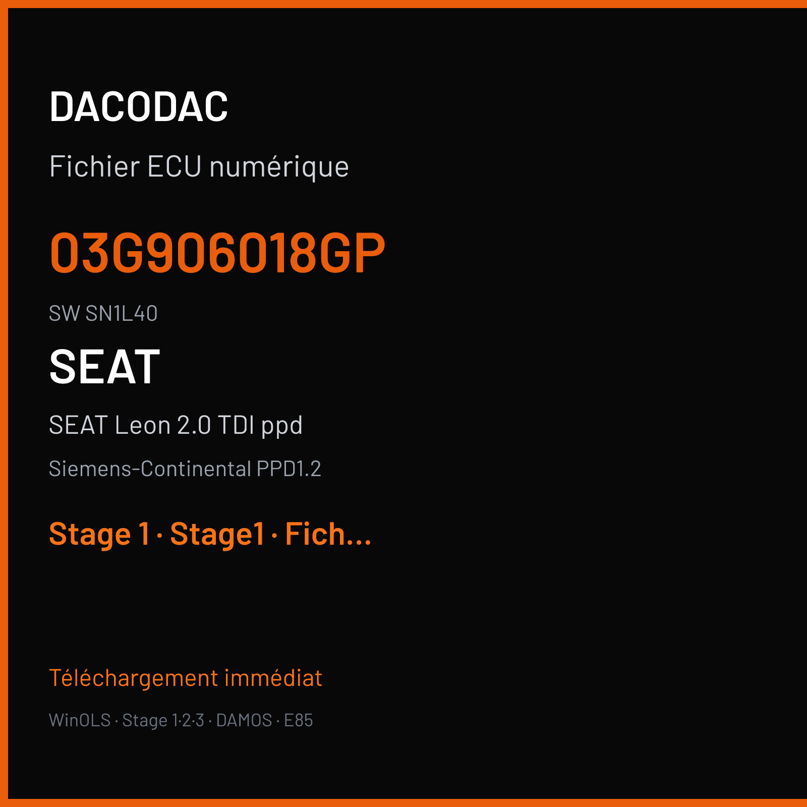 SEAT Leon 2.0 TDI ppd (2007) — Siemens-Continental PPD1.2 — 03G906018GP · SN1L40 — Stage 1