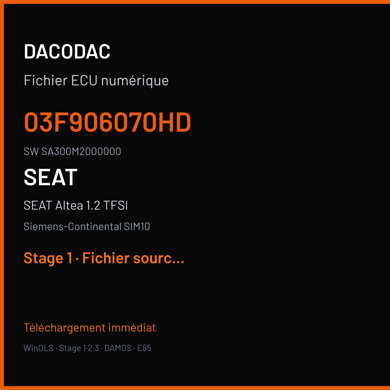 SEAT Altea 1.2 TFSI (2012) — Siemens-Continental SIM10 — 03F906070HD · SA300M2000000 — Stage 1