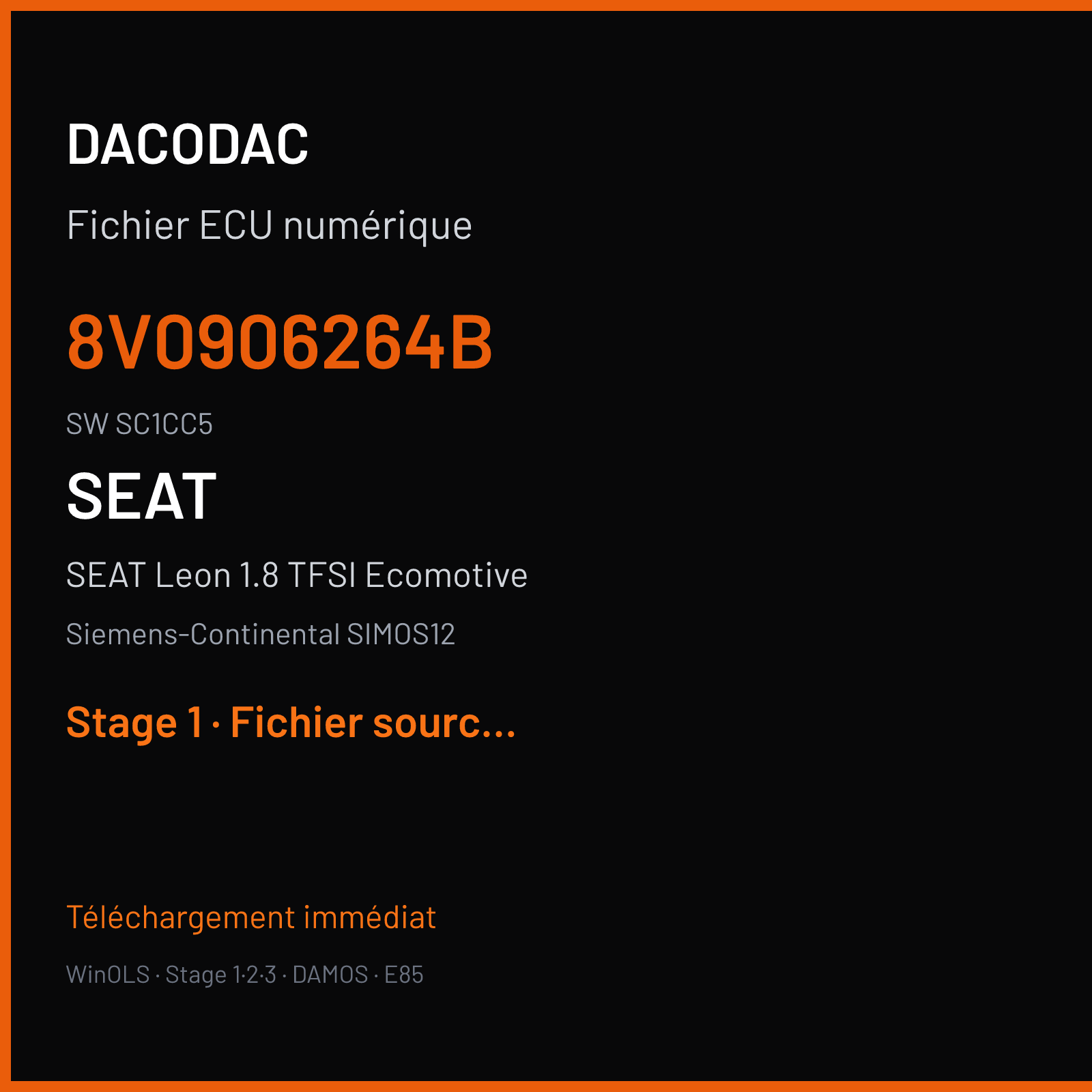 SEAT Leon 1.8 TFSI Ecomotive (2013) — Siemens-Continental SIMOS12 — 8V0906264B · SC1CC5 — Stage 1