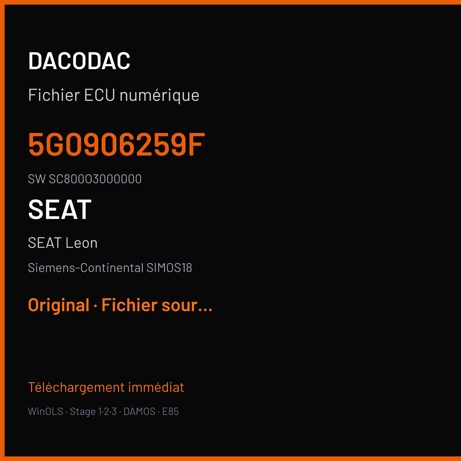 SEAT Leon (2016) — Siemens-Continental SIMOS18 — 5G0906259F · SC800O3000000 — Original