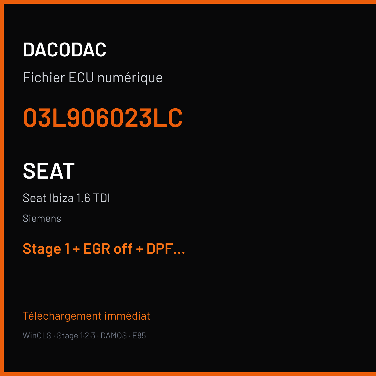 Seat Ibiza 1.6 TDI (2011) — Siemens — 03L906023LC — Stage 1 + EGR off + DPF off + VMAX off