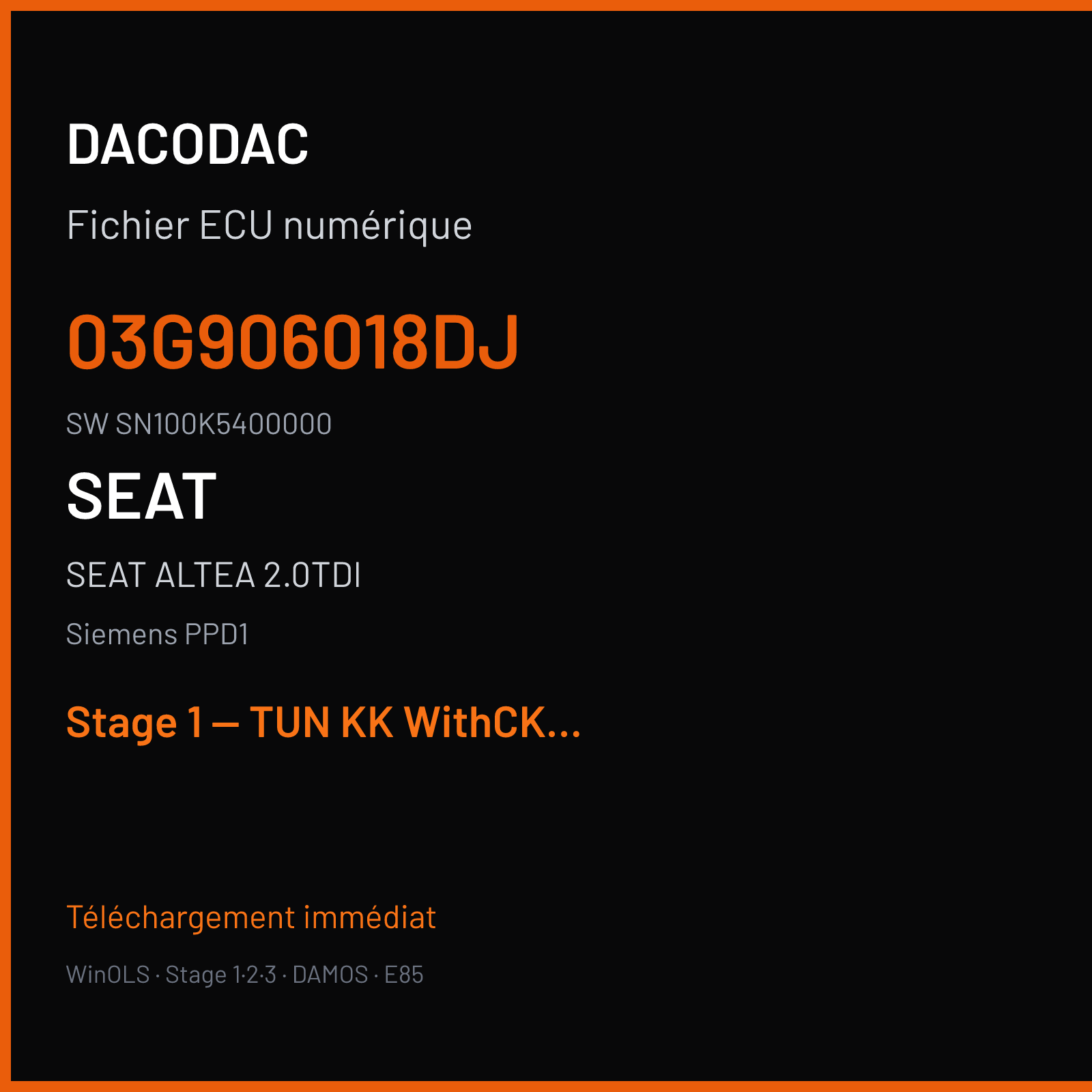 SEAT ALTEA 2.0TDI (2007) — Siemens PPD1 — 03G906018DJ · SN100K5400000 — Stage 1 — TUN KK WithCKS OK