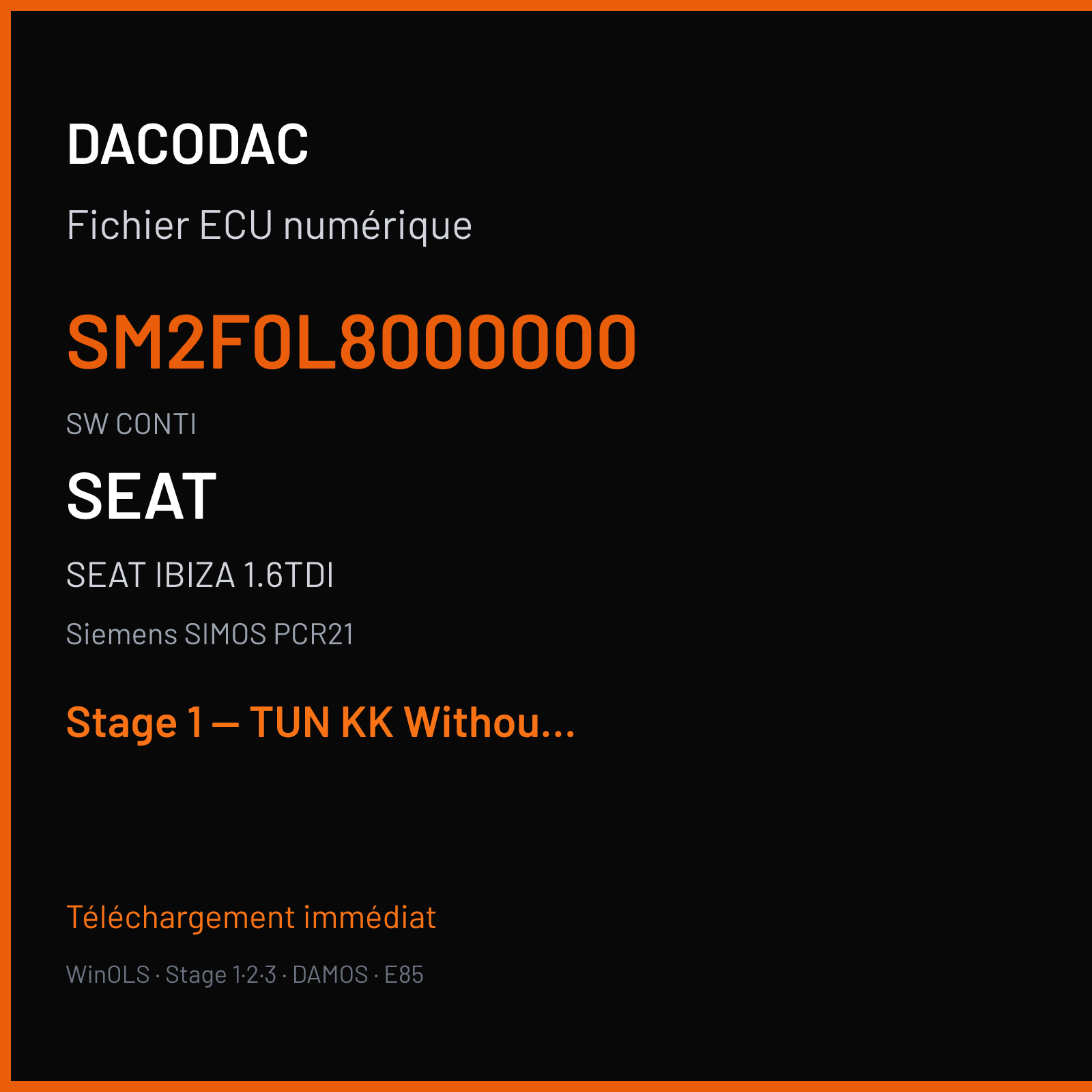 SEAT IBIZA 1.6TDI (2010) — Siemens SIMOS PCR21 — SM2F0L8000000 · CONTI — Stage 1 — TUN KK WithoutCKS OK