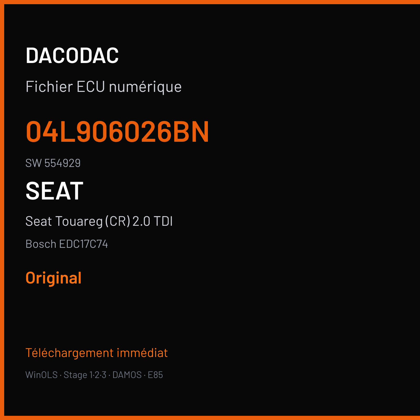Seat Touareg (CR) 2.0 TDI (2015) — Bosch EDC17C74 — 04L906026BN · 554929 — Original