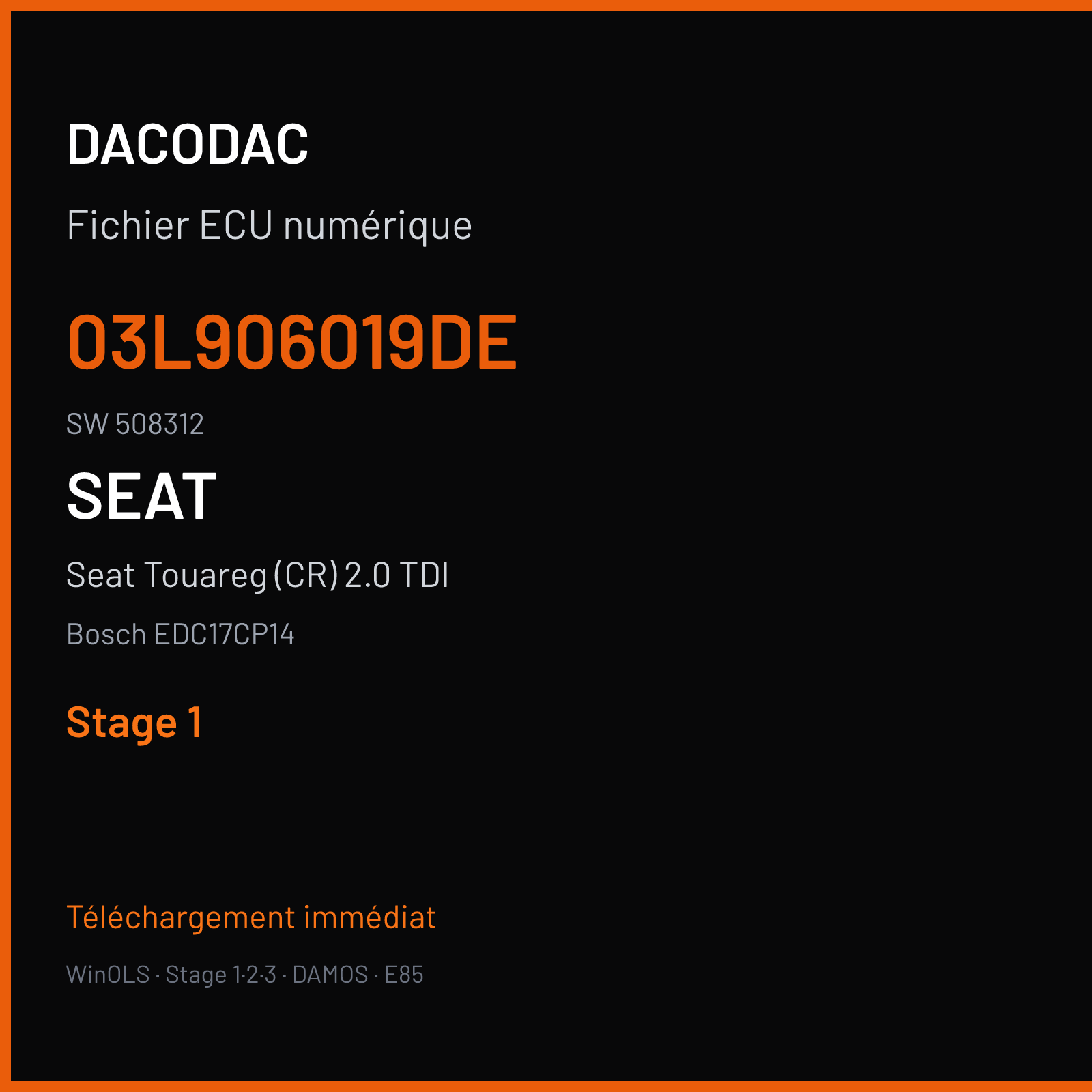 Seat Touareg (CR) 2.0 TDI (2010) — Bosch EDC17CP14 — 03L906019DE · 508312 — Stage 1