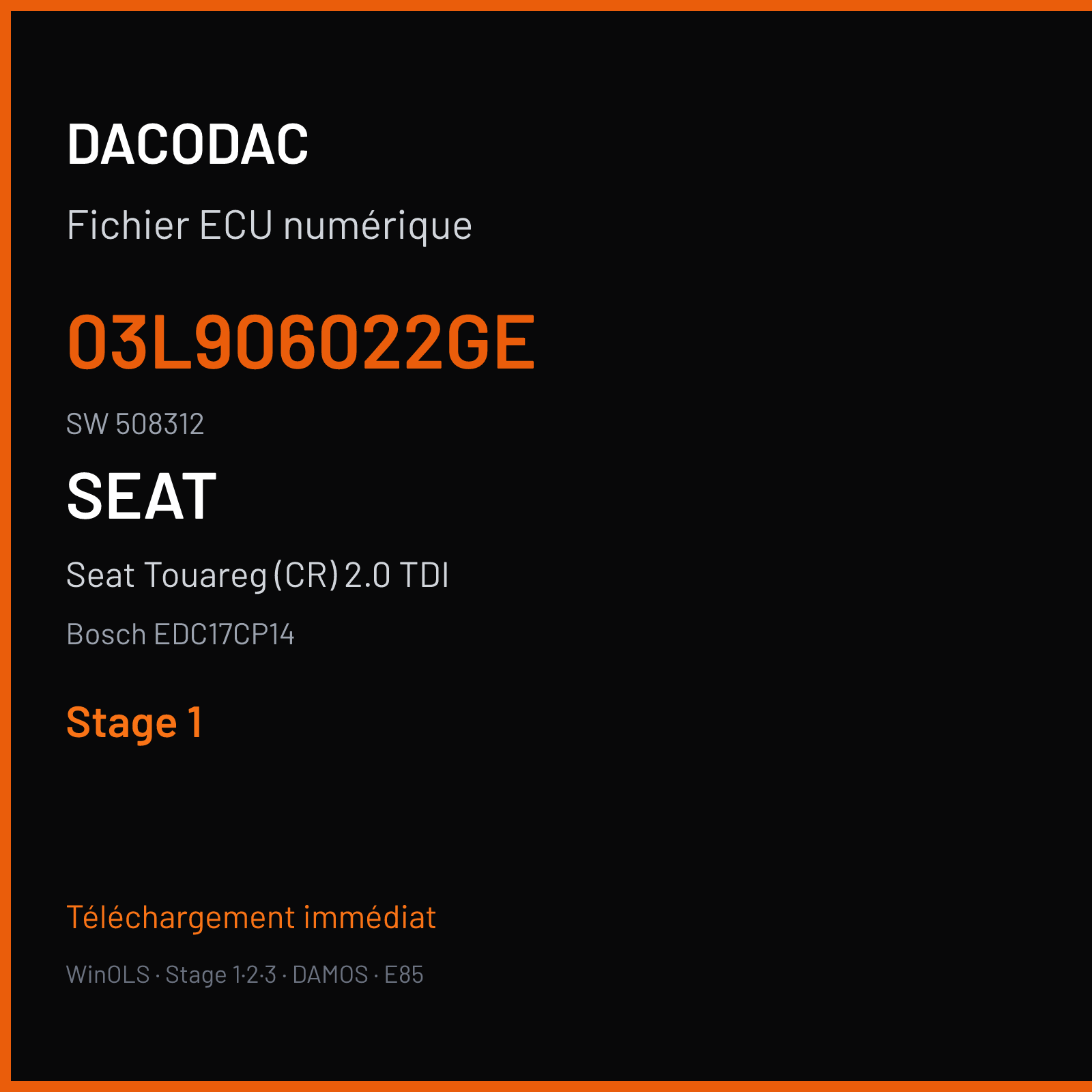 Seat Touareg (CR) 2.0 TDI (2010) — Bosch EDC17CP14 — 03L906022GE · 508312 — Stage 1