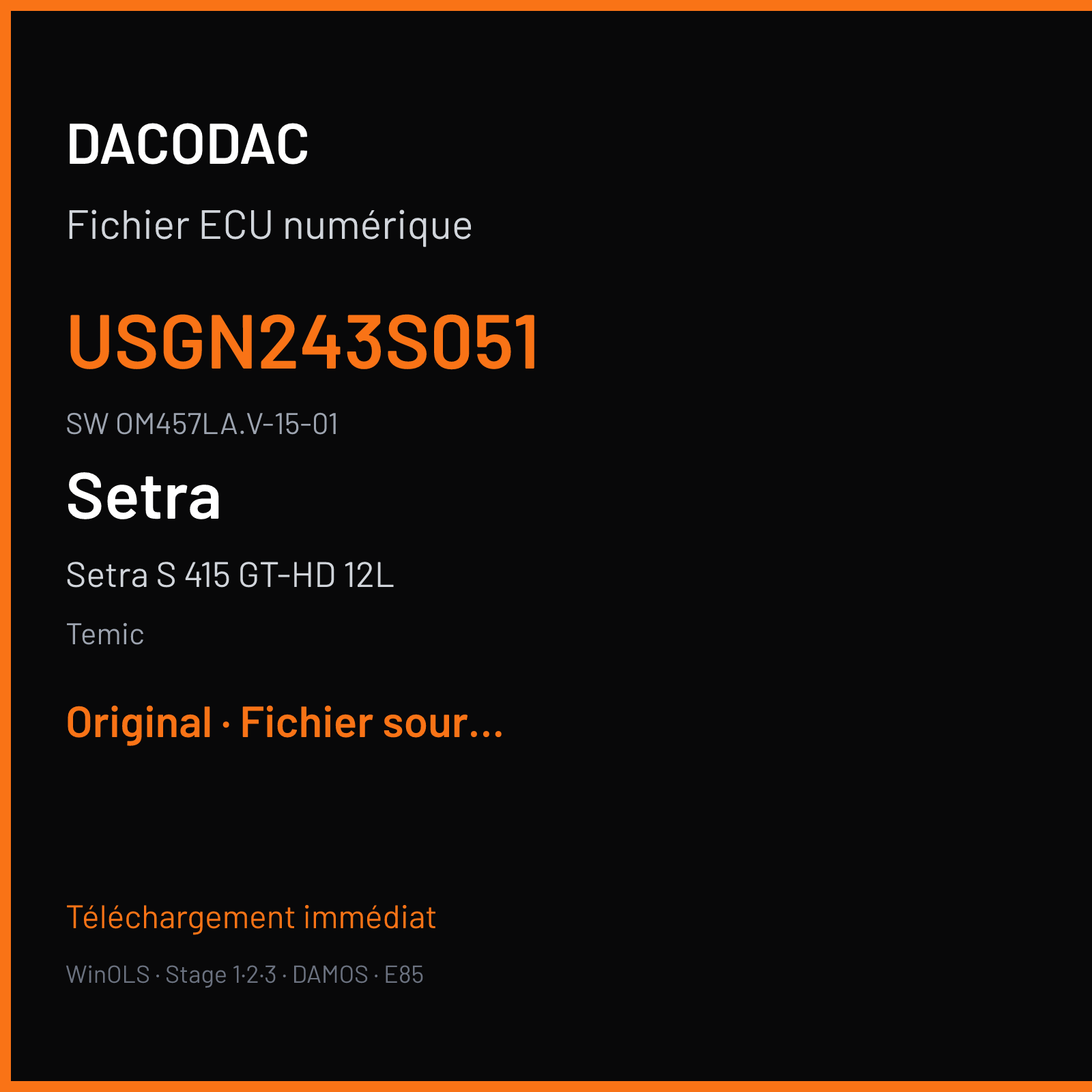 Setra S 415 GT-HD 12L 428 ch (2009) — Temic — USGN243S051 · OM457LA.V-15-01 · 077 447 83 40 ZGS 001 ZGS 001 — Original