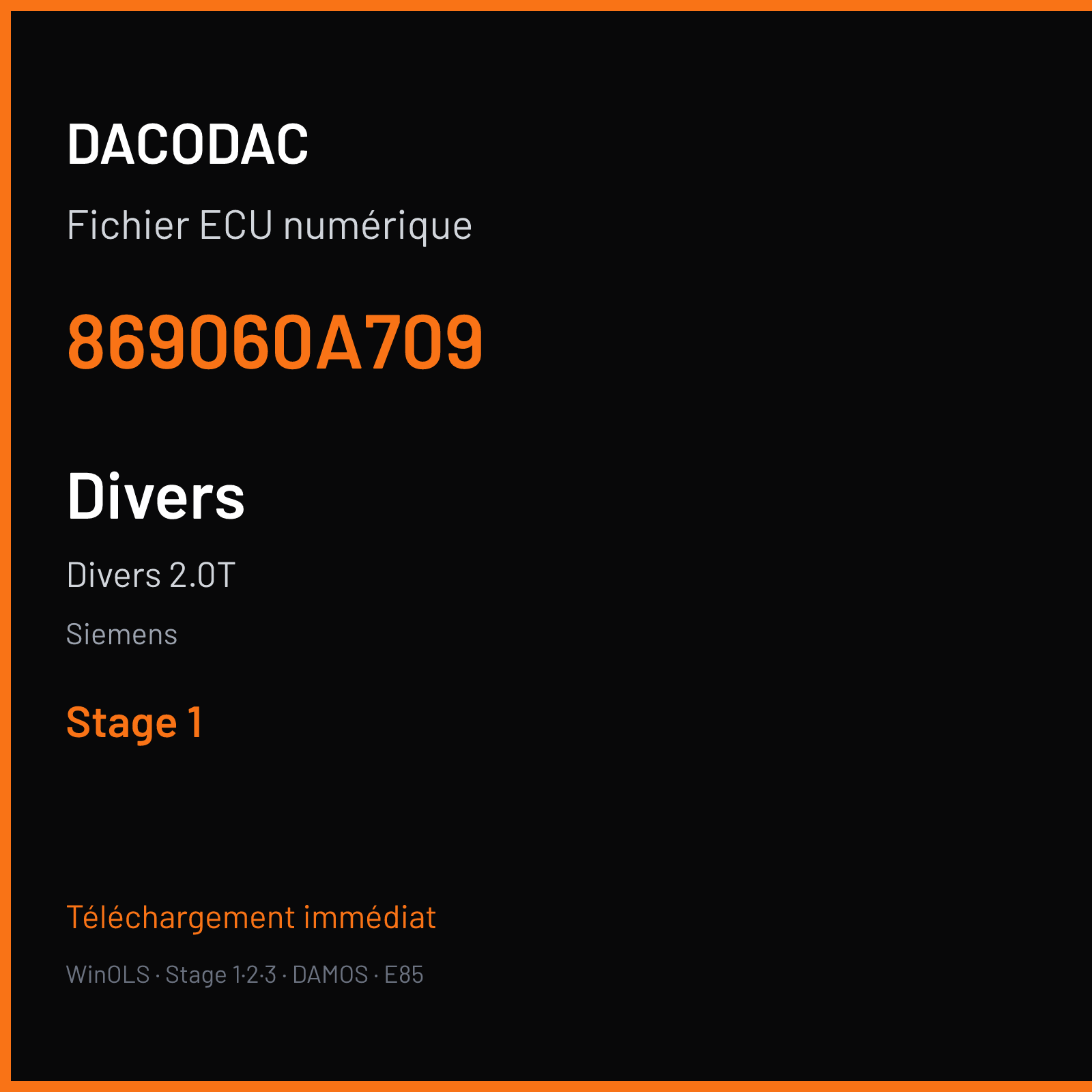 Divers 2.0T (2003) — Siemens — 869060A709 — Stage 1