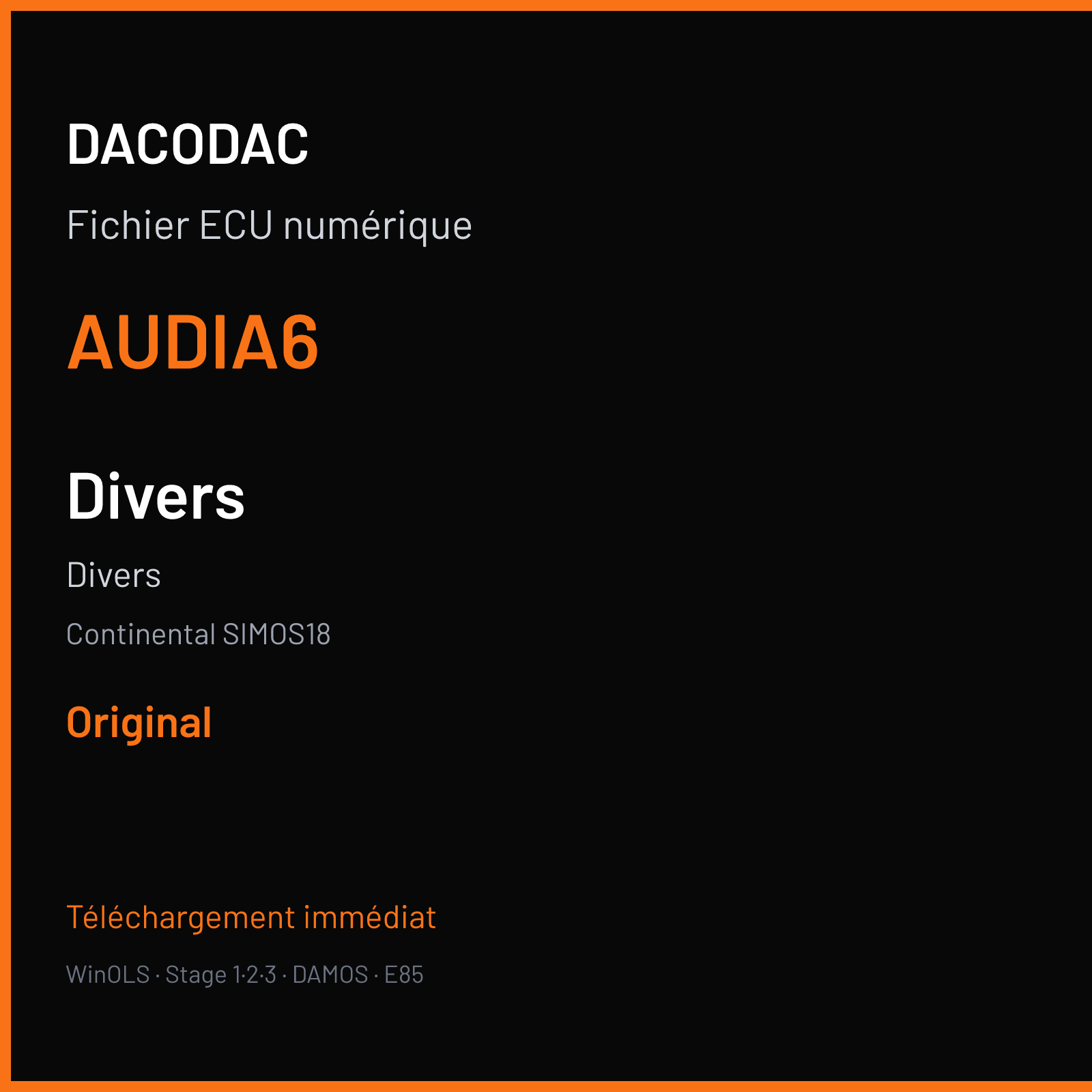 Divers — Continental SIMOS18 — AUDIA6 — Original