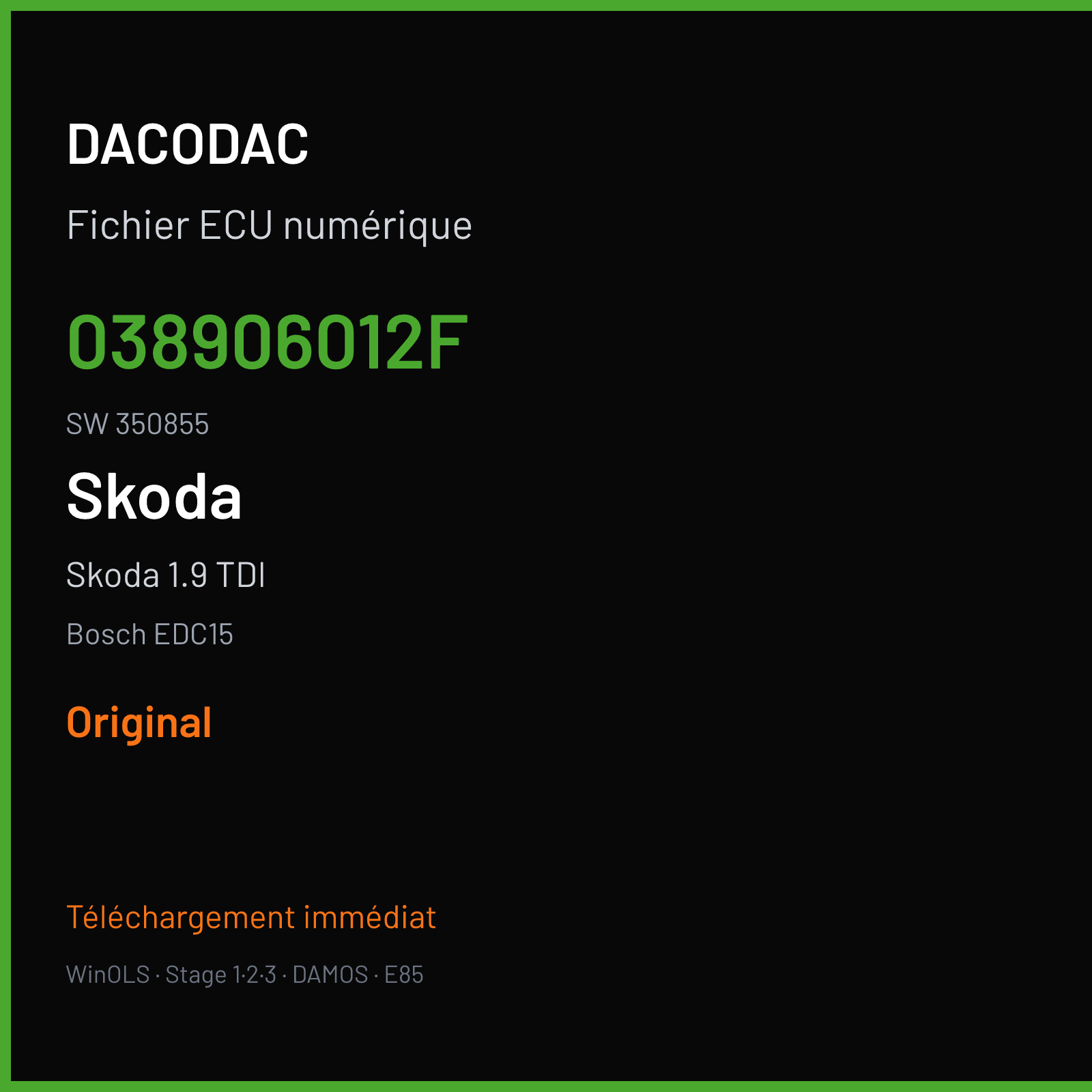 Skoda 1.9 TDI (2002) — Bosch EDC15 — 038906012F · 350855 — Original