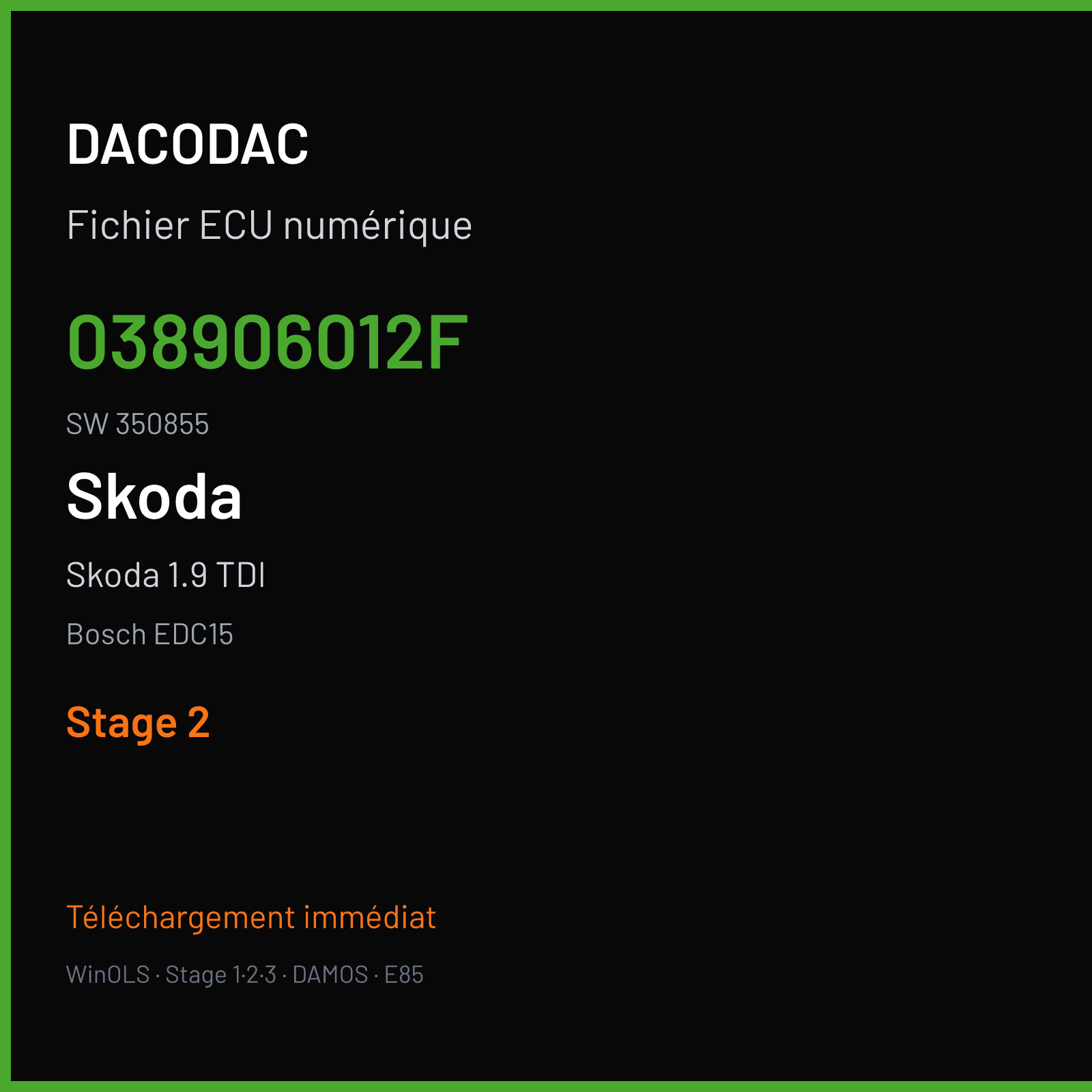 Skoda 1.9 TDI (2002) — Bosch EDC15 — 038906012F · 350855 — Stage 2