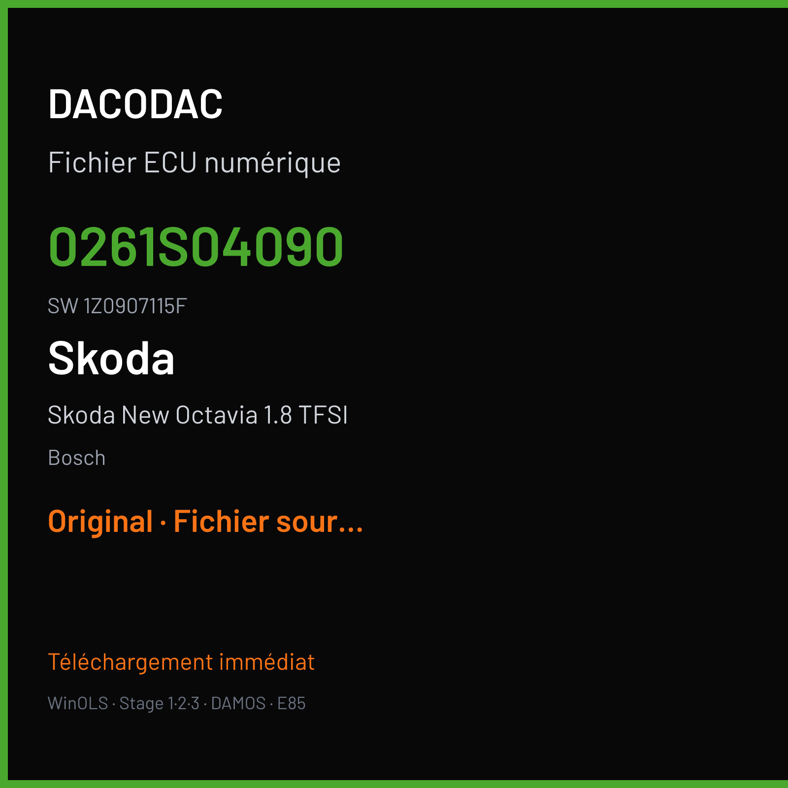 Skoda New Octavia 1.8 TFSI (2008) — Bosch — 0261S04090 · 1Z0907115F · 399516 — Original