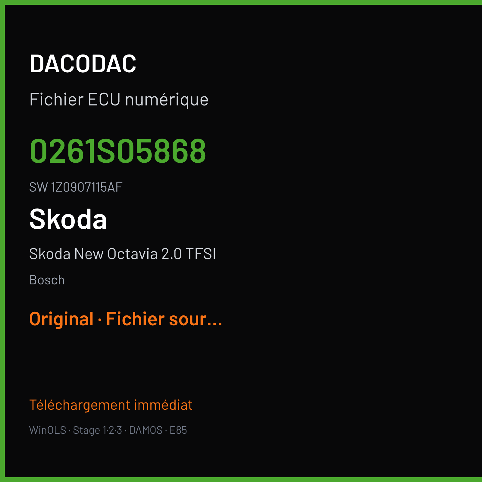 Skoda New Octavia 2.0 TFSI (2008) — Bosch — 0261S05868 · 1Z0907115AF — Original
