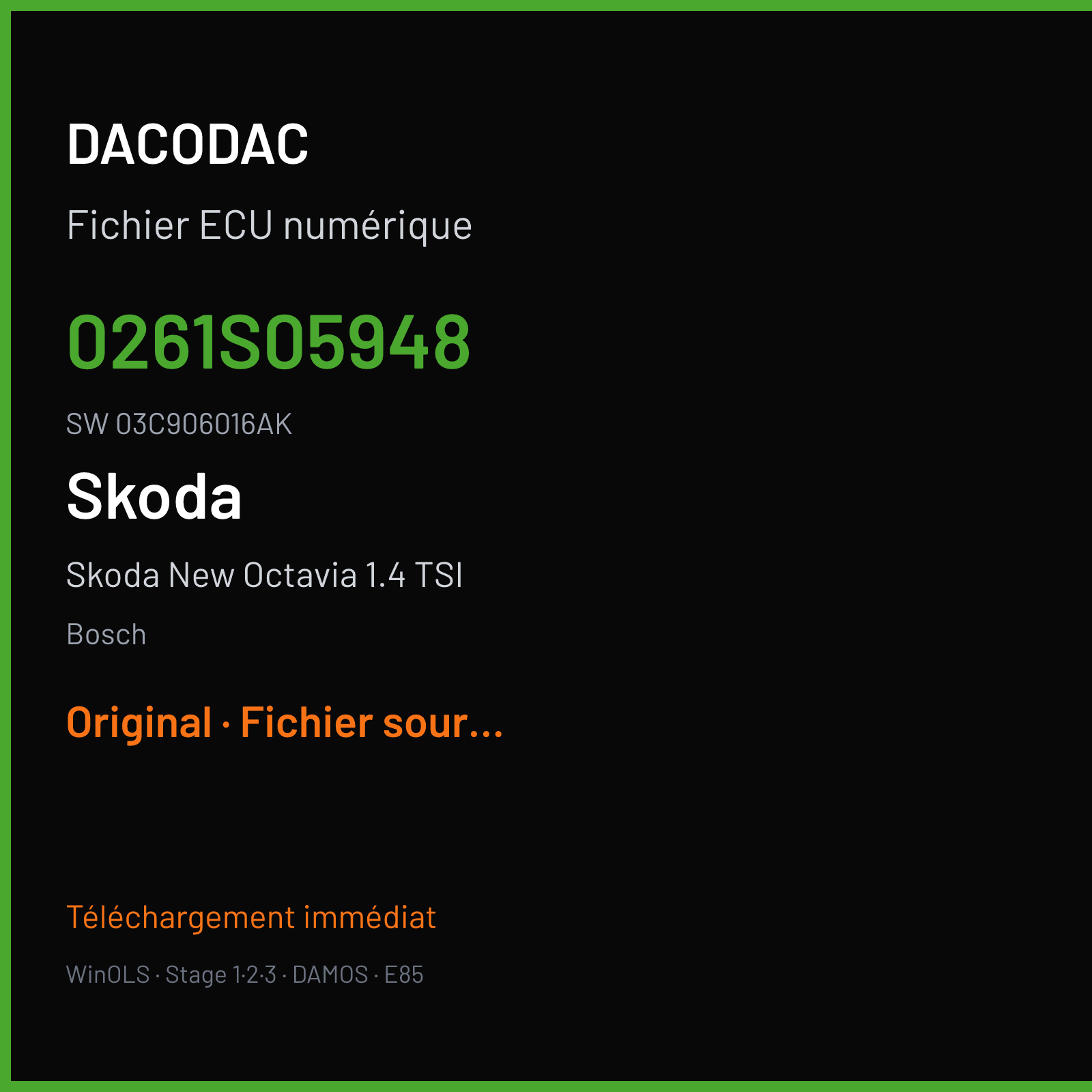Skoda New Octavia 1.4 TSI (2008) — Bosch — 0261S05948 · 03C906016AK — Original