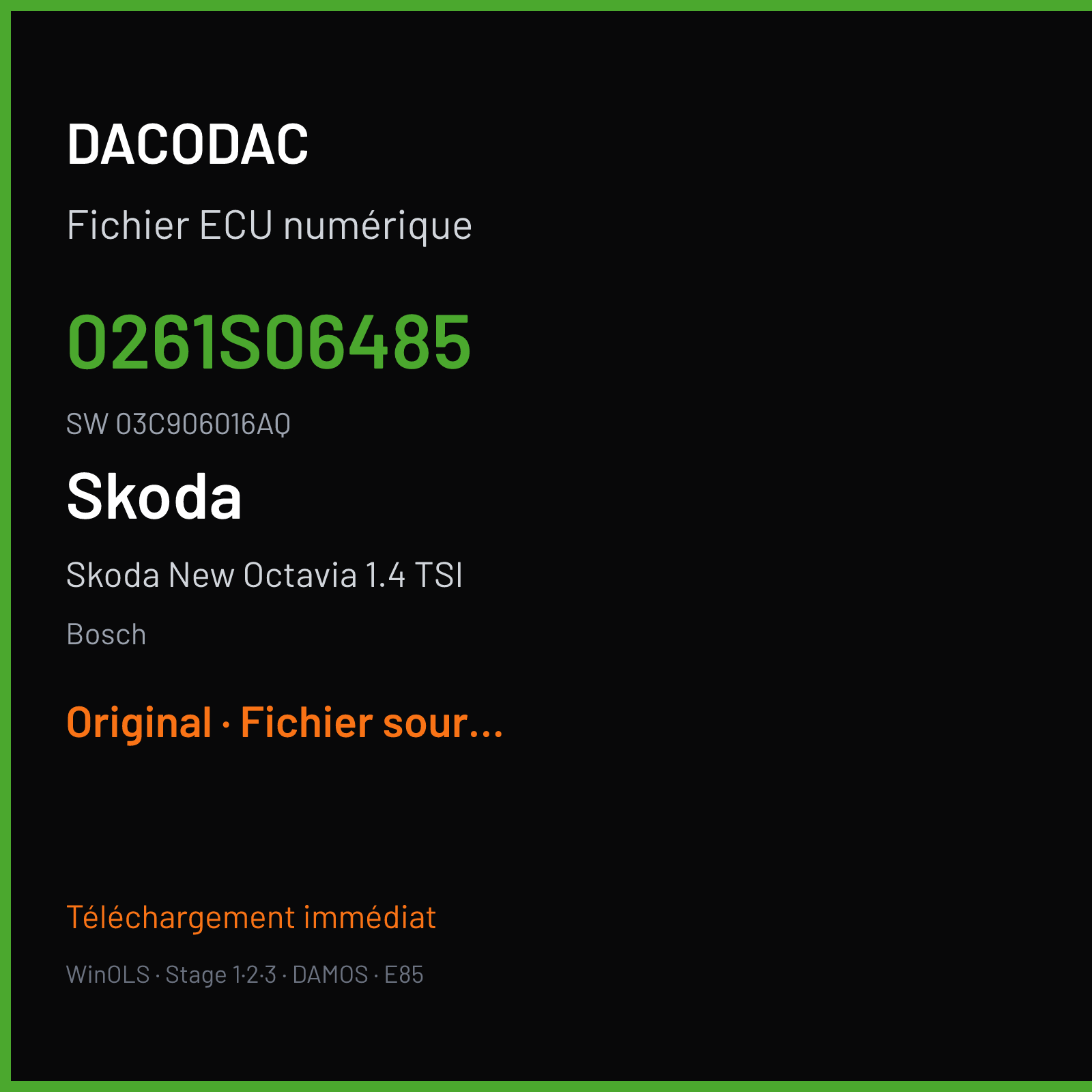 Skoda New Octavia 1.4 TSI (2012) — Bosch — 0261S06485 · 03C906016AQ — Original