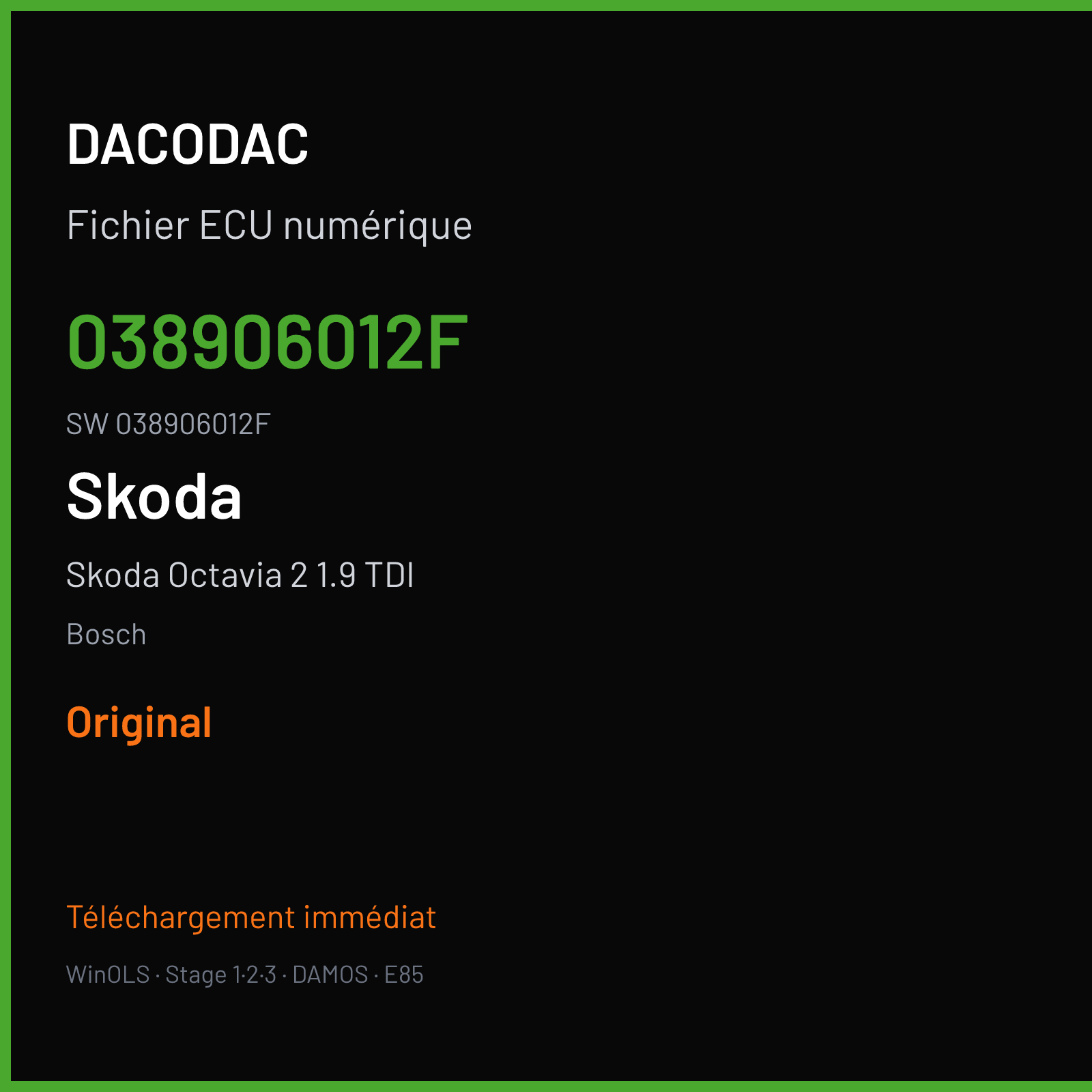 Skoda Octavia 2 1.9 TDI 90 ch (2002) — Bosch — 038906012F · 038906012F · 350855 — Original