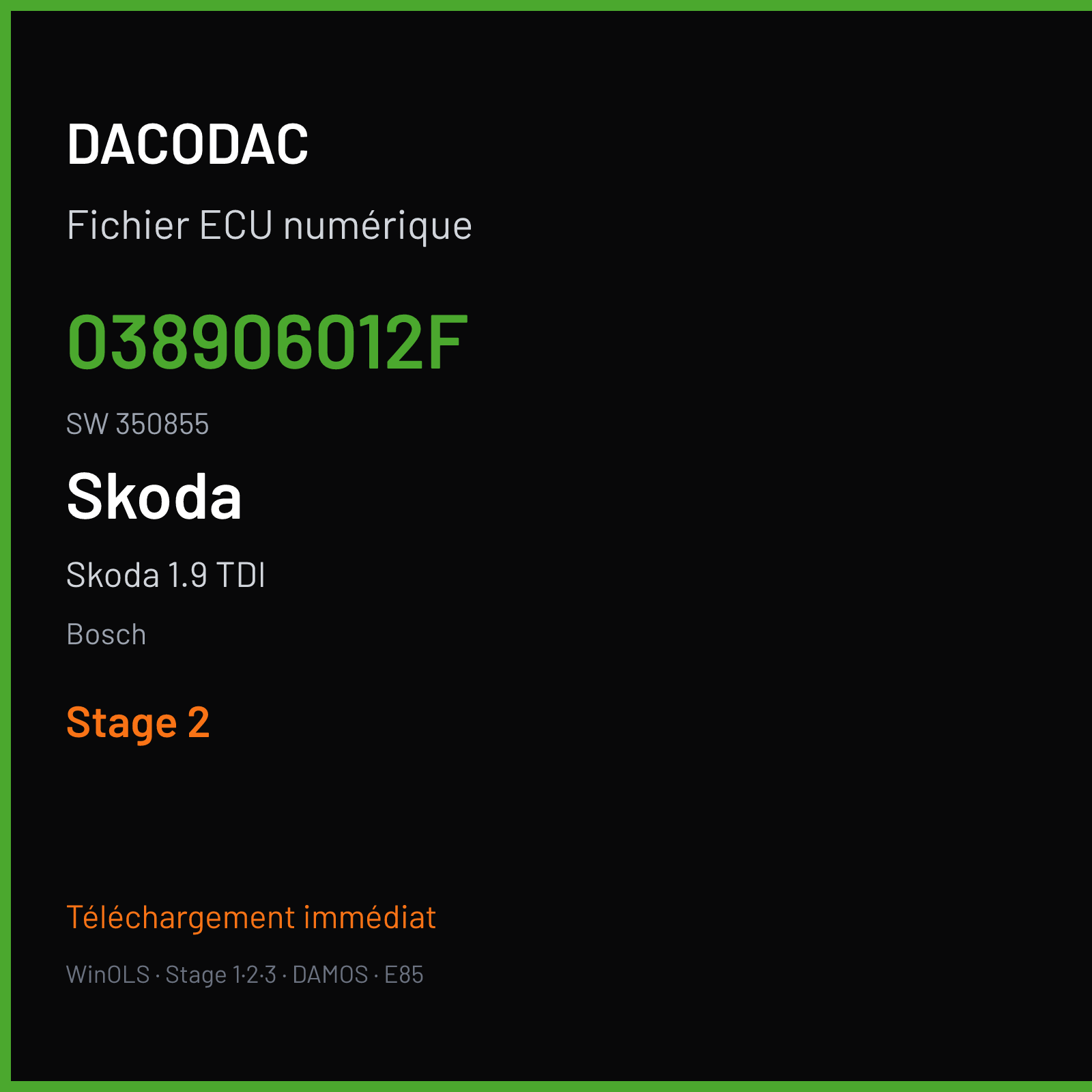 Skoda 1.9 TDI — Bosch — 038906012F · 350855 — Stage 2