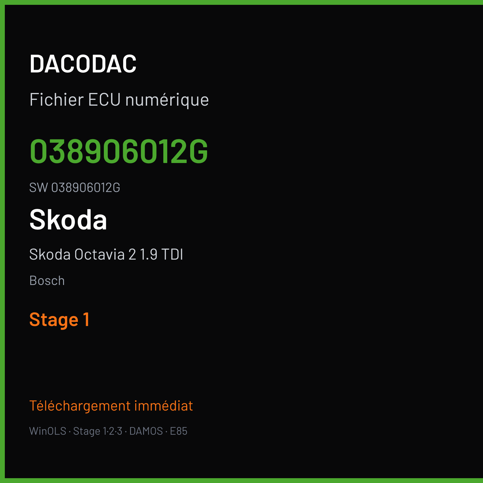Skoda Octavia 2 1.9 TDI 110 ch (2002) — Bosch — 038906012G · 038906012G · 360549 — Stage 1