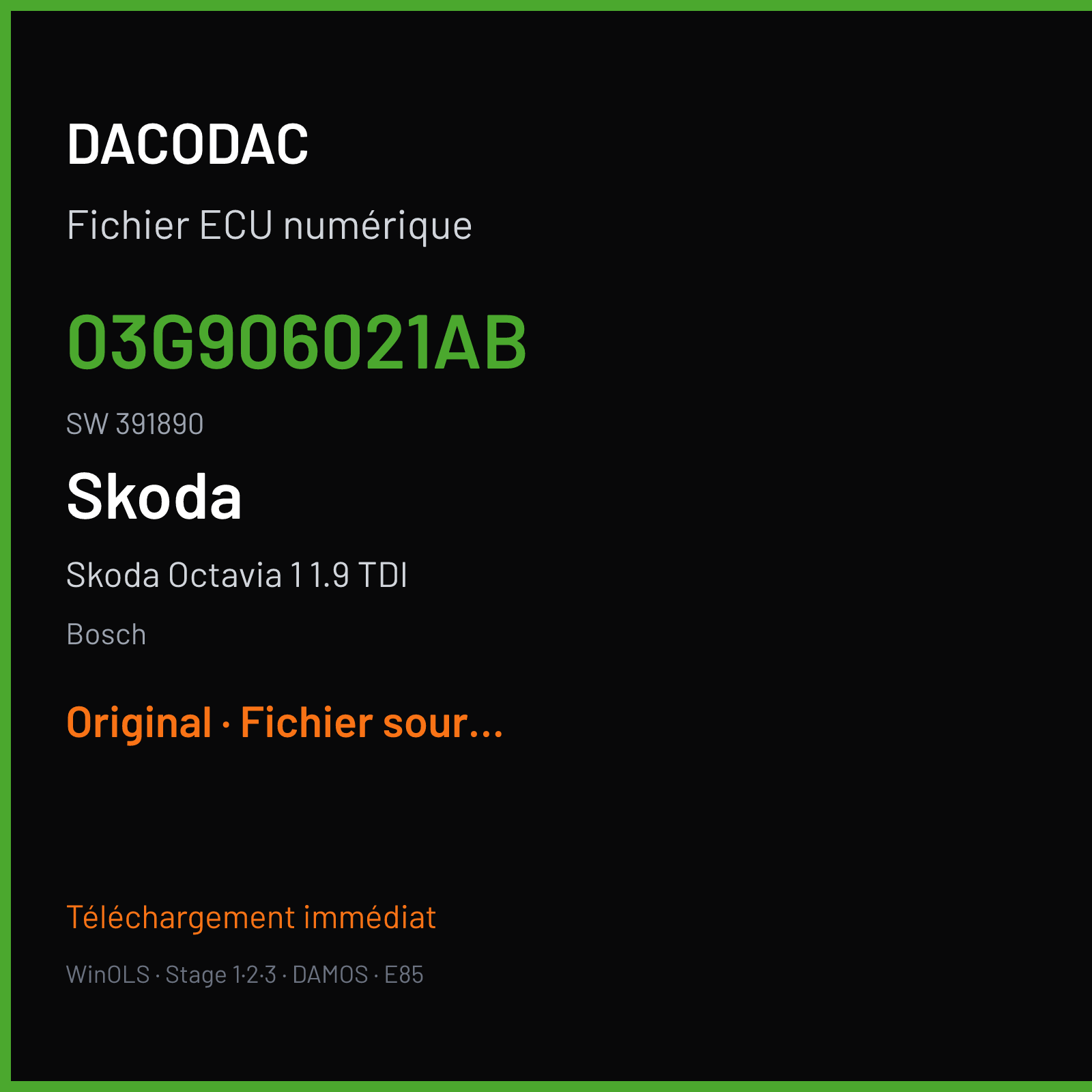 Skoda Octavia 1 1.9 TDI — Bosch — 03G906021AB · 391890 — Original